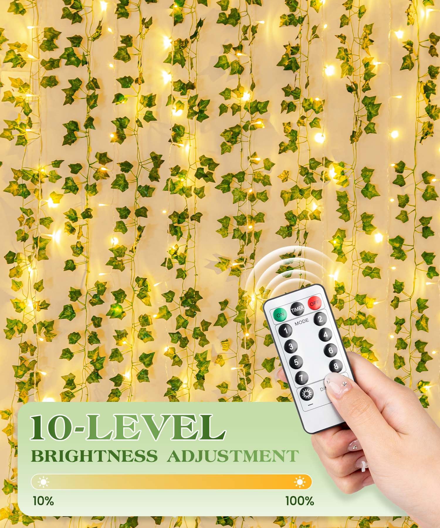 KASZOO 84Ft 12 Pack Artificial Ivy Garland Fake Plants, Vine Hanging Garland with 80 LED String Light, Hanging for Home Bedroom Garden Party Wedding Wall Room Decor, Green