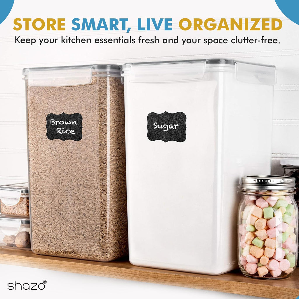 Shazo 2 PC (9.5L | 321 Oz) Flour Sugar Storage Containers - Plastic Extra Large Food Storage Containers with Lids, BPA Free Airtight Kitchen Canister Set for Rice, Cereal & Pasta