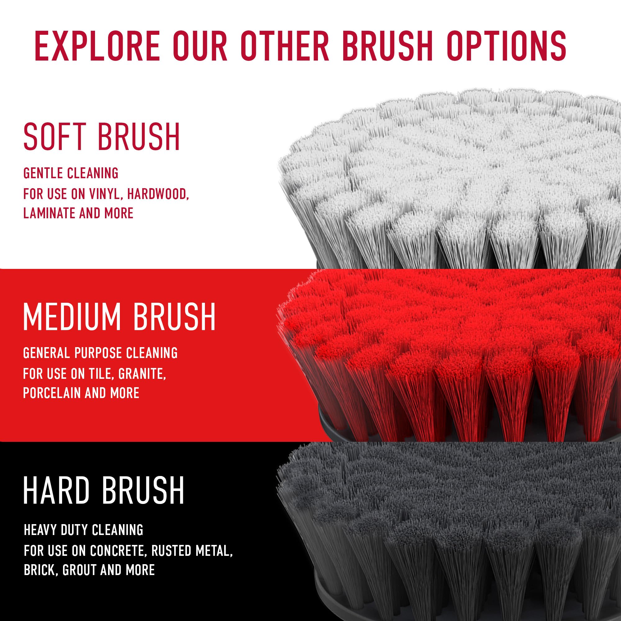 Hoover 6" Hard Bristle Cleaning Brush, for Heavy-Duty Whole-Home Cleaning, Compatible with ONEPWR Scrubber, AH86300, Black