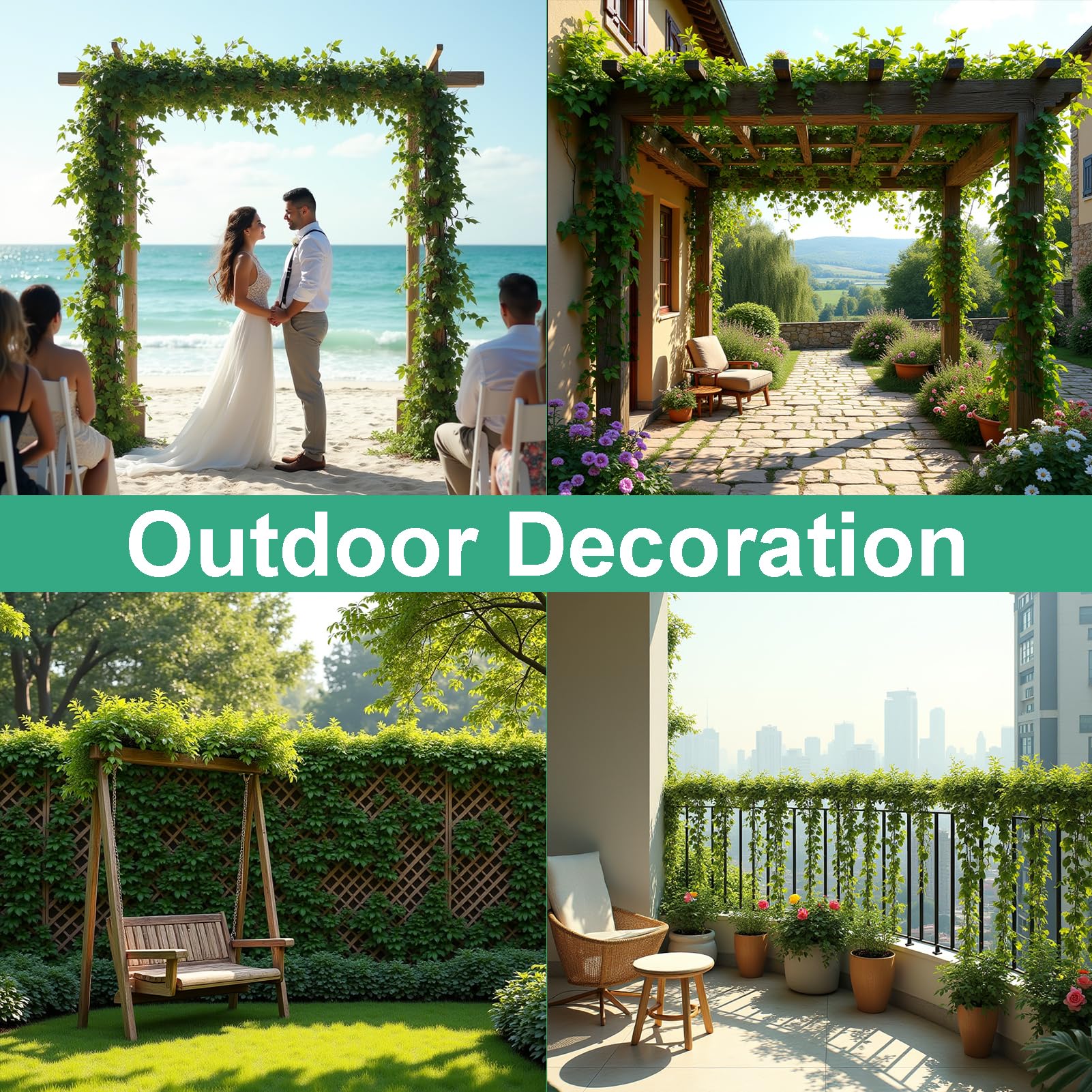 DazSpirit 48Pcs Fake Vines, 336 Ft Artificial Ivy Vines, Artificial Ivy Leaf Garland, Greenery Ivy Garland, Vines for Bedroom, Wedding, Party, Home, Garden, Kitchen, Office, Wall Decoration