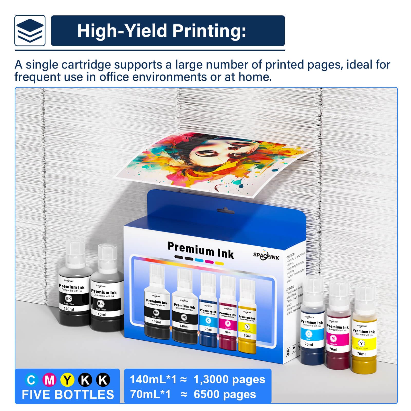 Compatible Ink Refill Bottles Replacement for T502 T522 ET-2760 ET-4760 ET-2800 ET-2850 ET-3850 ET-4850 ET-2720 ET-2803 ET-3760 ET-2400 ET-4800 ET-2750 ET-4750 ET-3750 ET-2988 Printer (2BK C M Y)