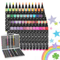 Bonace 48 Pcs Glitter Markers, Brush Tip Marker, Metallic Sparkle Water Based Markers for Cards, DIY Crafts, Doodle, Writing, Art Supplies Scrapbooking