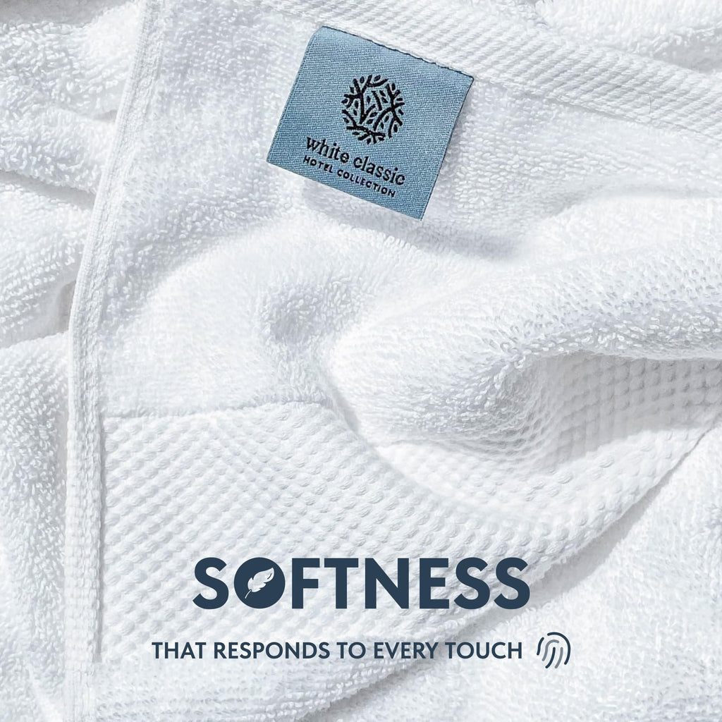 Luxury White Hand Towels - Soft 100% Turkish Cotton | Highly Absorbent Hotel spa Bathroom Towel Collection | 16x30 Inch | Set of 6