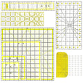 8 Pack Acrylic Quilting Ruler, Square Transparent Fabric Quilter Ruler with Double-Colored Grid Lines.Clear Sewing and Ironing Rulers for Precision Cutting and Easy Sewing
