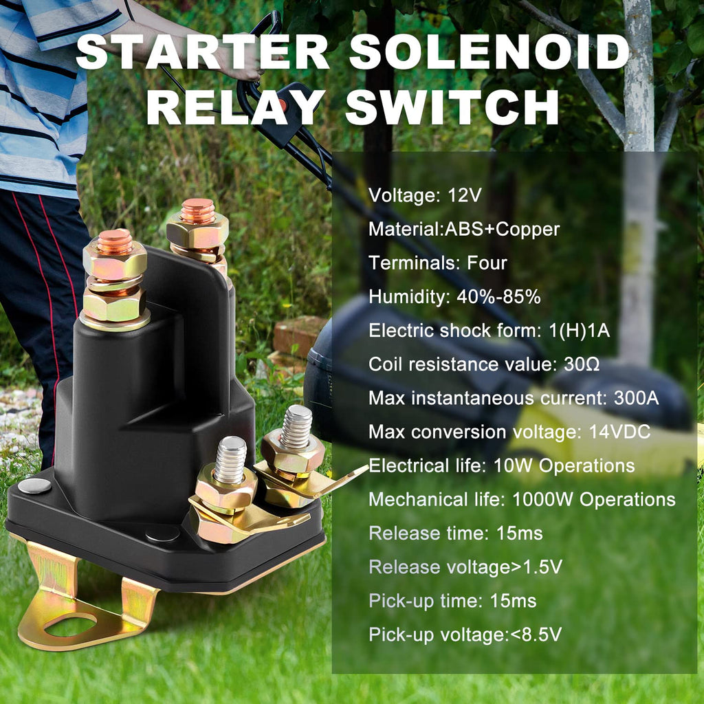 Delgada 12V Lawn Mower Replacement Starter Solenoid,Universal 4-Pole Solenoid Relay Switch Compatible with Briggs&Stratton Engine MTD Sears Craftsman,Replaces 146154/145673/109946