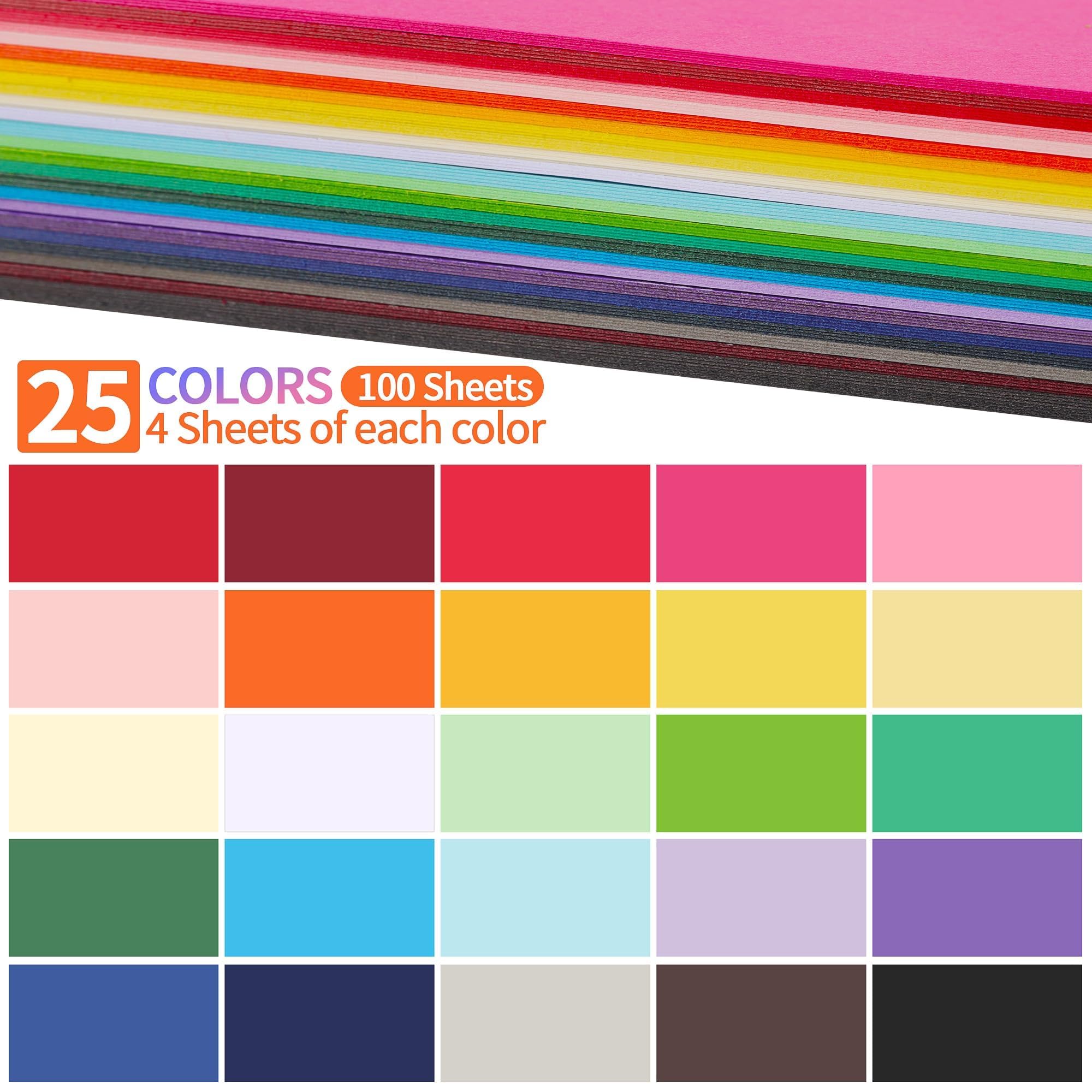 100 Sheets Colored Cardstock 25 Colors - 8.5 X 11 Inches Art Crafts Construction Paper, 92lb/250gsm Heavy Weight Thick Card Stock Paper for Printer, DIY Cards Making, Scrapbooking UAP24MX100