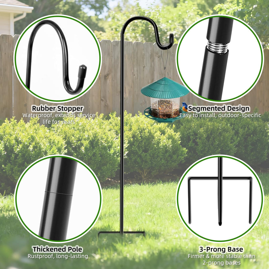 Heavy Duty Shepherds Hook 4-Pack, 47 Inch Adjustable Height Shepards Hooks for Outdoors, Plant Hangers Garden Stakes, Plant Hooks Pole for Wedding, Solar Lights, Bird Feeder Yard Garden Pole