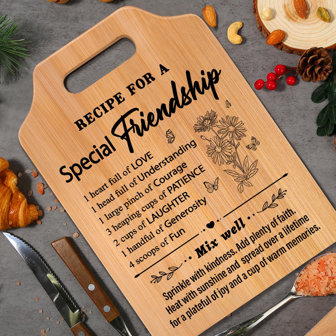 Milcier Birthday Gifts Women Friendship, Unique Bamboo Cutting Board for Best Friend, BFF, Bestie Gifts for Woman Birthday