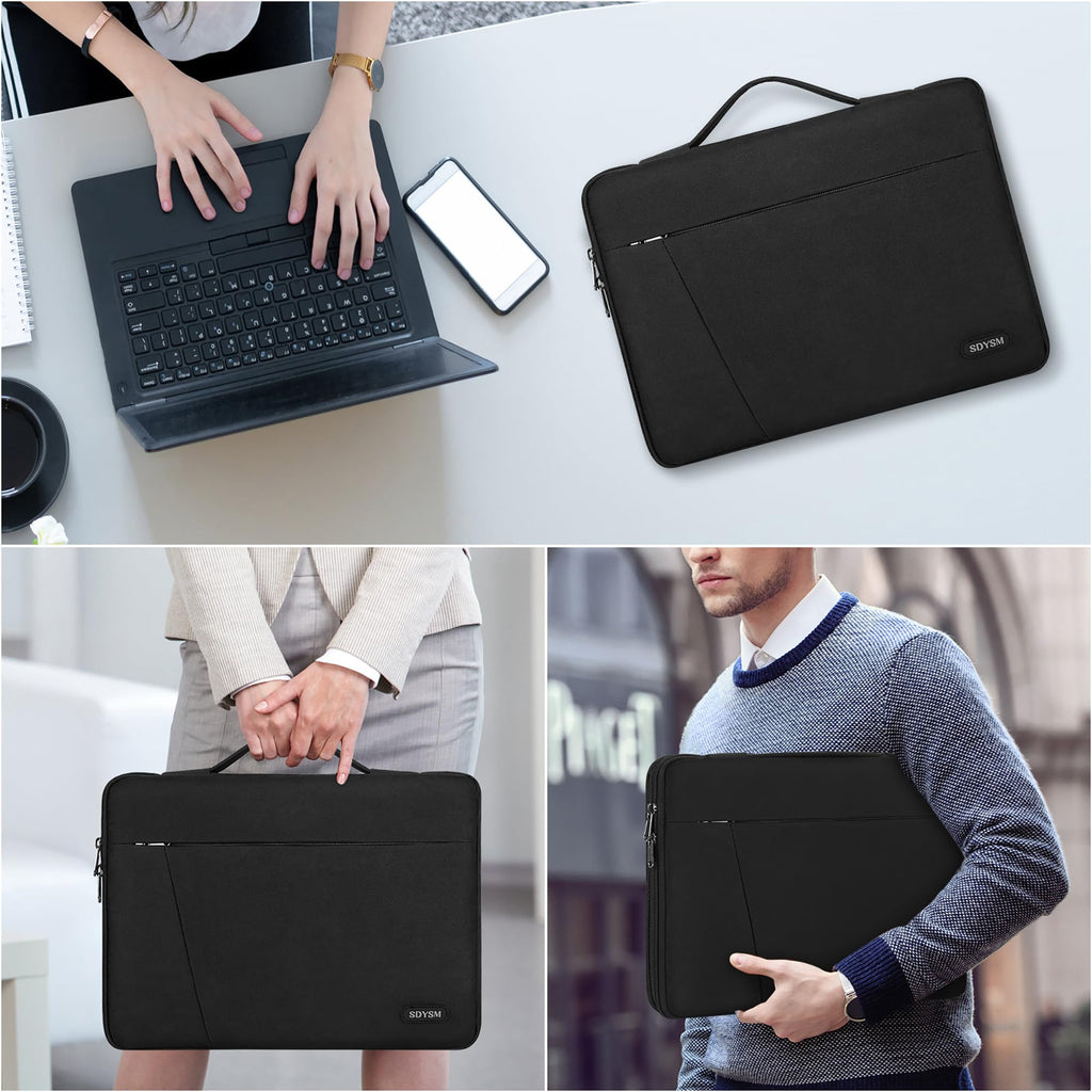 Laptop Sleeve 14 Inch Laptop Case with Portable Handle 360° Protective Laptop Sleeve Case Waterproof Neoprene Bag Business Computer case for Men Women Compatible with 13-14 Inch MacBook Air/ Pro/ ASUS/ DELL/ Lenovo/ HP/ ACER Notebook, Black