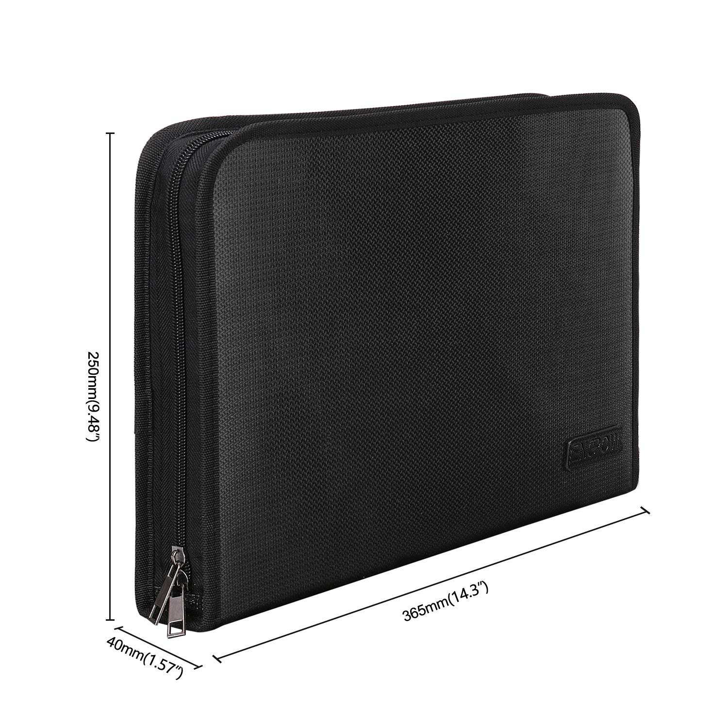Expanding File Folder Important Document Organizer Fireproof & Waterproof Document Bag with A4 Size 3 Pockets Zipper Closure Non-Itchy Silicone Coated Portable Filing Wallet Pouch(14.3inx9.8inx1.6in)