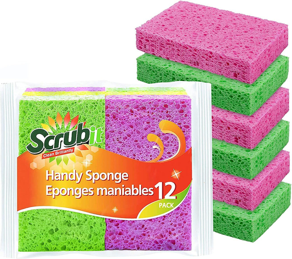 Cleaning Scrub Sponge by Scrub-it -Assorted Colors - Non-Scratch Kitchen Dish Sponges-12 Pack