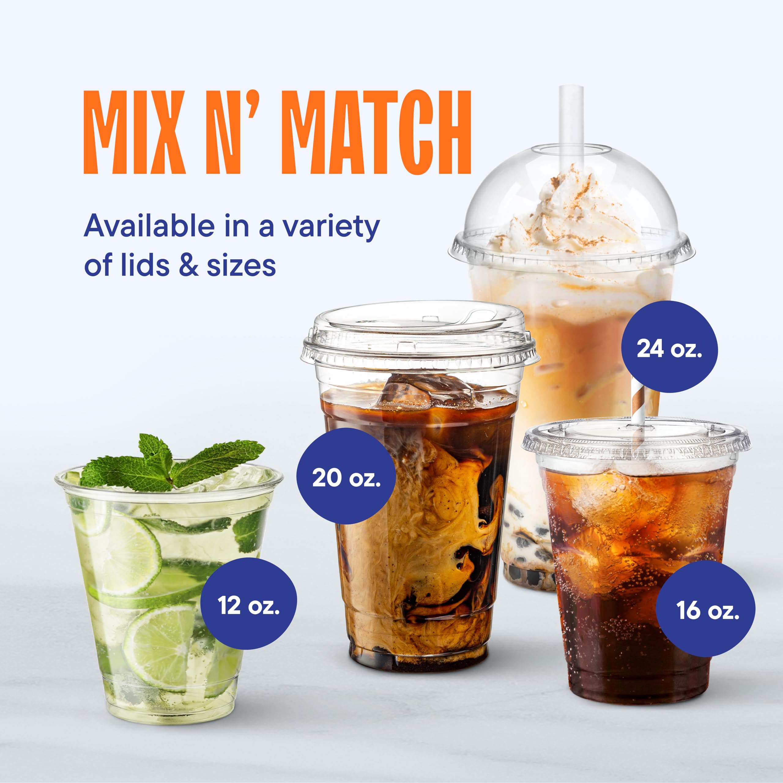 Stack Man [100 Pack - 12 oz.] Clear Disposable Plastic Cups PET Crystal Clear Disposable 12oz Plastic Cups