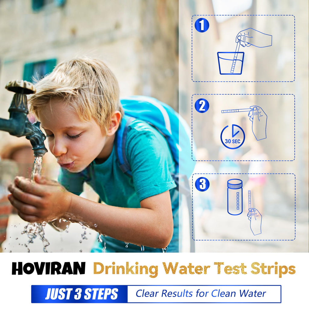 18 in 1 Drinking Water Test Kit,125 Strips Water Chemical Testing for Home Tap and Well Water, Accurate Testing for Chlorine,Nitrate, Lead, Hardness, Fluoride, Iron, Copper, pH & More