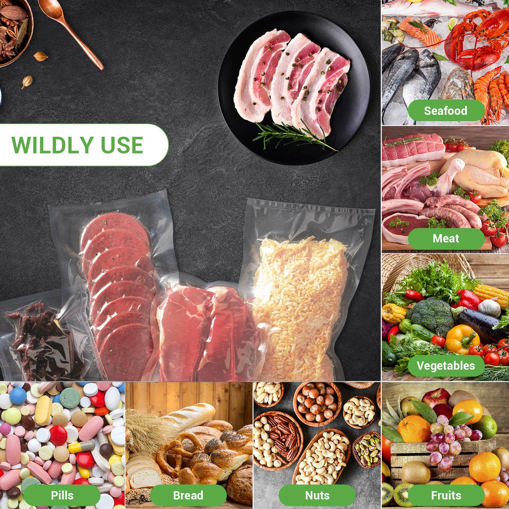 Vacuum Sealer Bags 100 Size Pint 6" x 10" and 50 Quart size 8" x 12" for Food Saver Vacuum Sealer Bags Commercial Grade Food Saver bags- BPA-Free -Heavy Duty-VTUUU