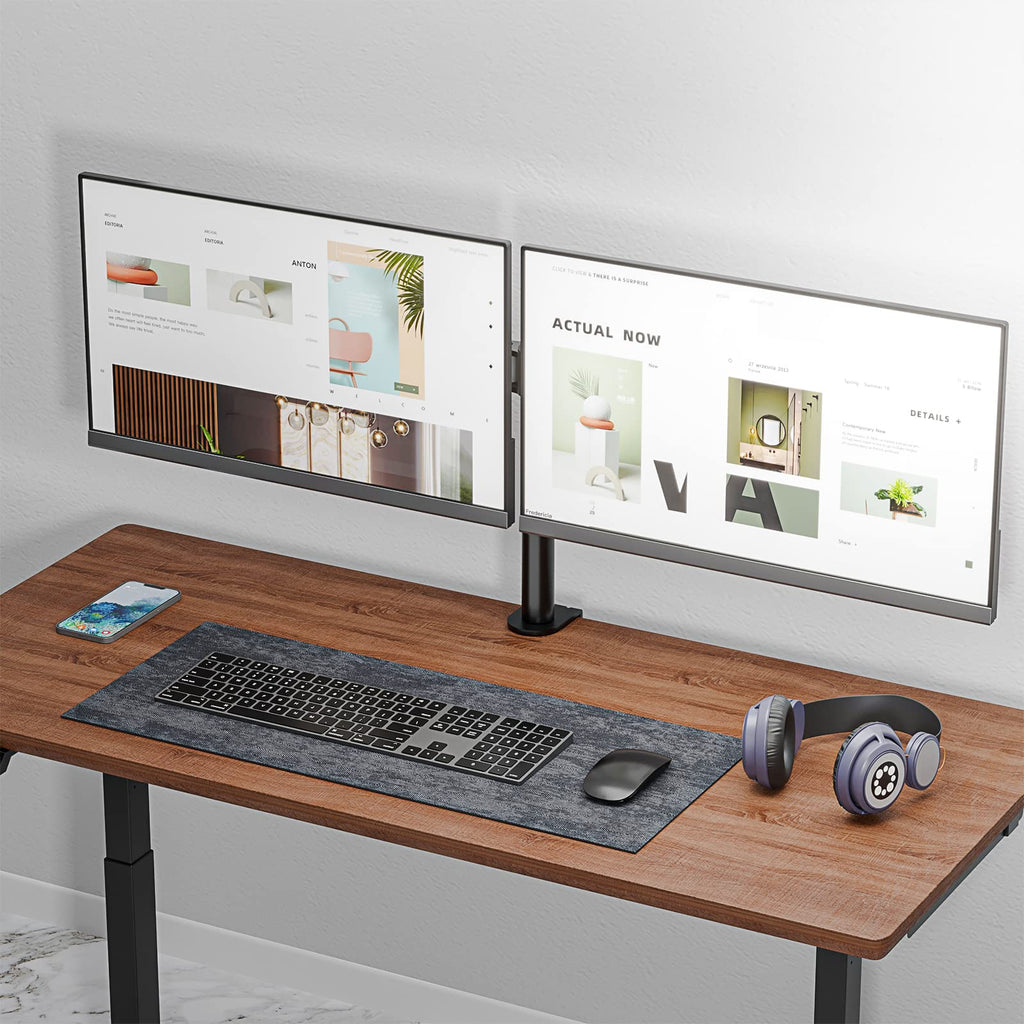 WALI Dual Monitor Arm for 13-27 inch Screens, Monitor Arms for 2 Monitors Holds up to 22 lbs Each, Fully Adjustable Dual Monitor Mount with Swivel Tilt Rotation, 75x75/100x100mm (M002), Black