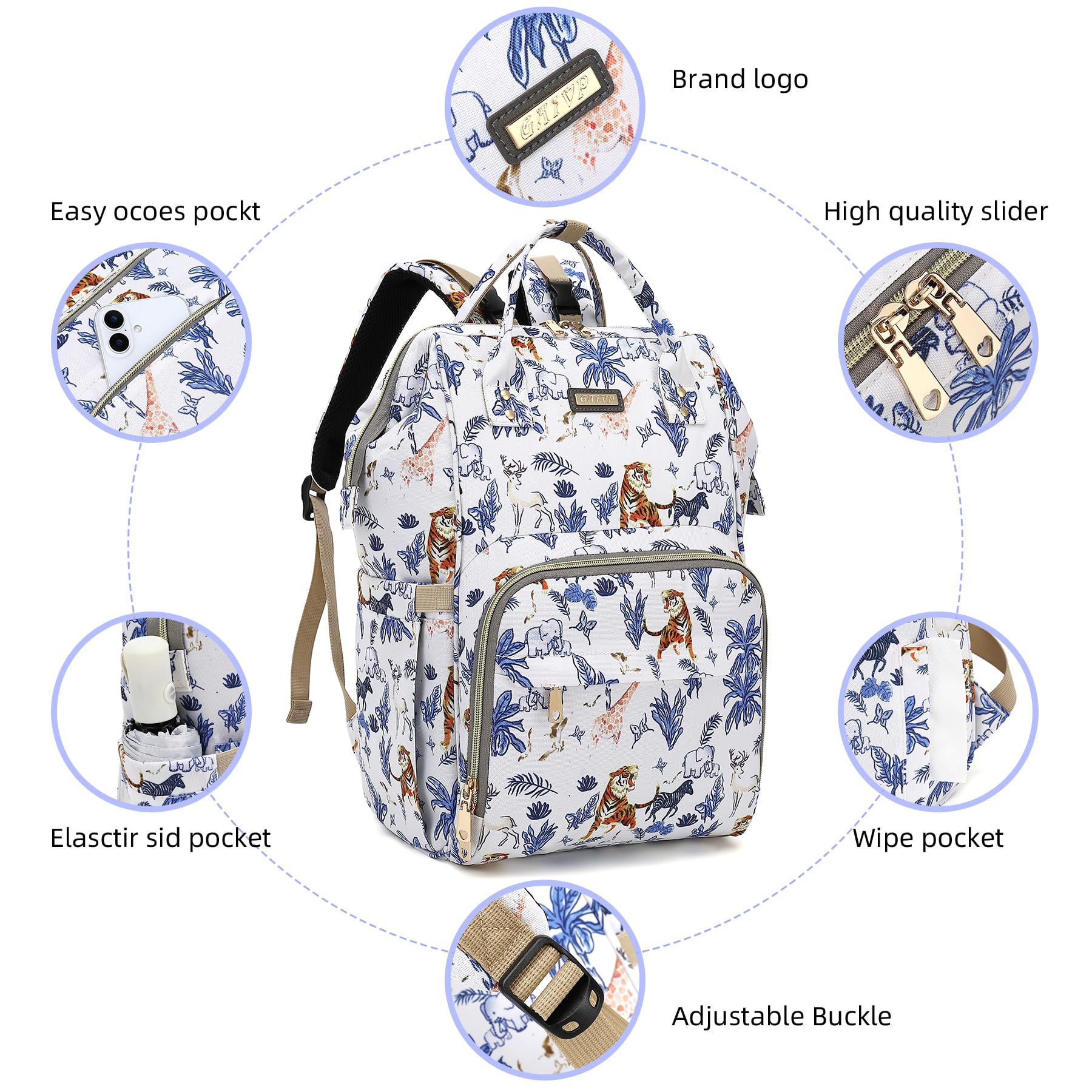 Diaper Bag Backpack for Women, Baby Bags for Girls,Diaper Bag with Changing Pad, and Insulated Pockets
