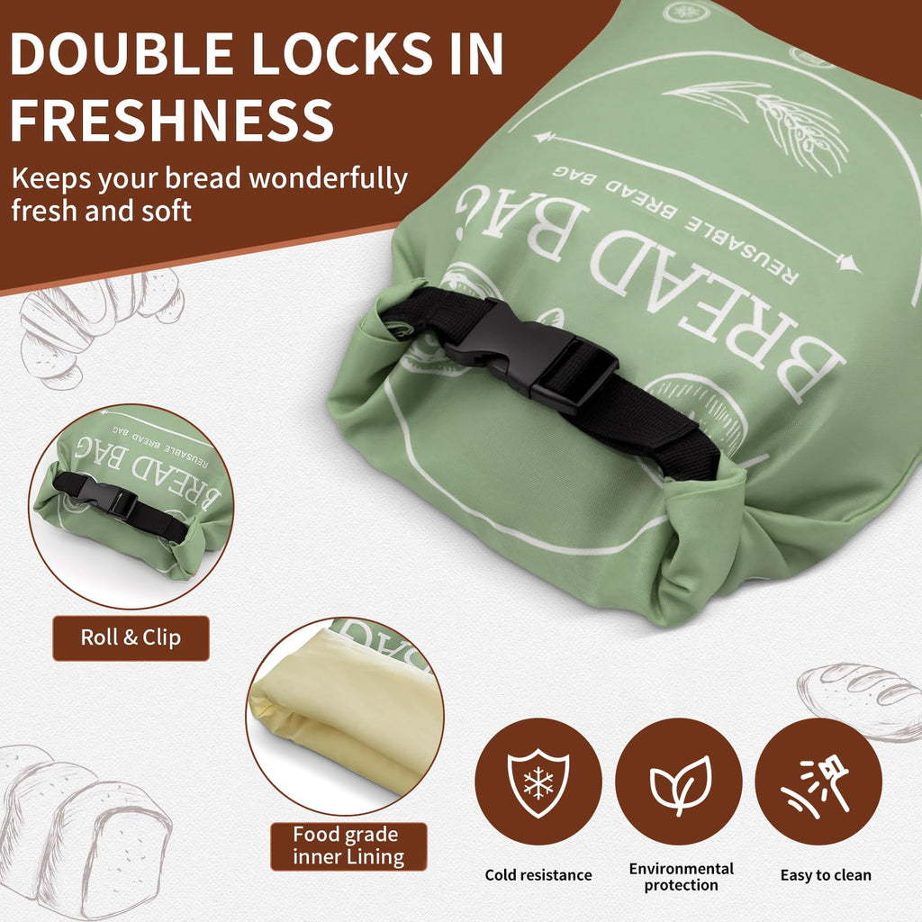 2 Pack XL Reusable Beeswax Bread Bags for Homemade Bread, Sourdough Bread Baking Supplies, Sourdough Bread Bags for Bread Storage Keep Sourdough Fresh, Freezer-Safe, Eco-Friendly (Khai& Green)