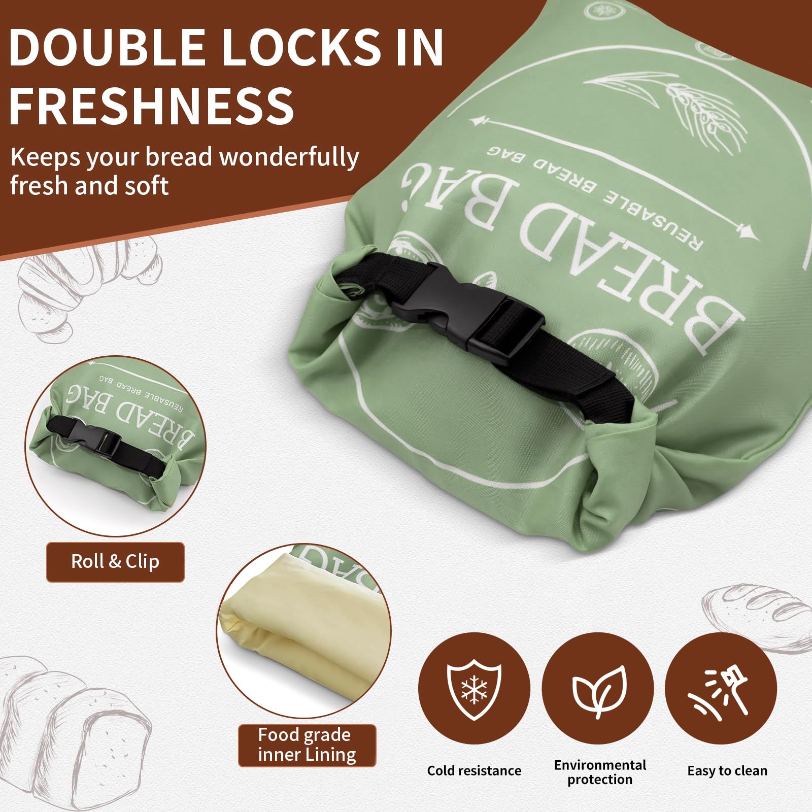 2 Pack XL Reusable Beeswax Bread Bags for Homemade Bread, Sourdough Bread Baking Supplies, Sourdough Bread Bags for Bread Storage Keep Sourdough Fresh, Freezer-Safe, Eco-Friendly (Khai& Green)