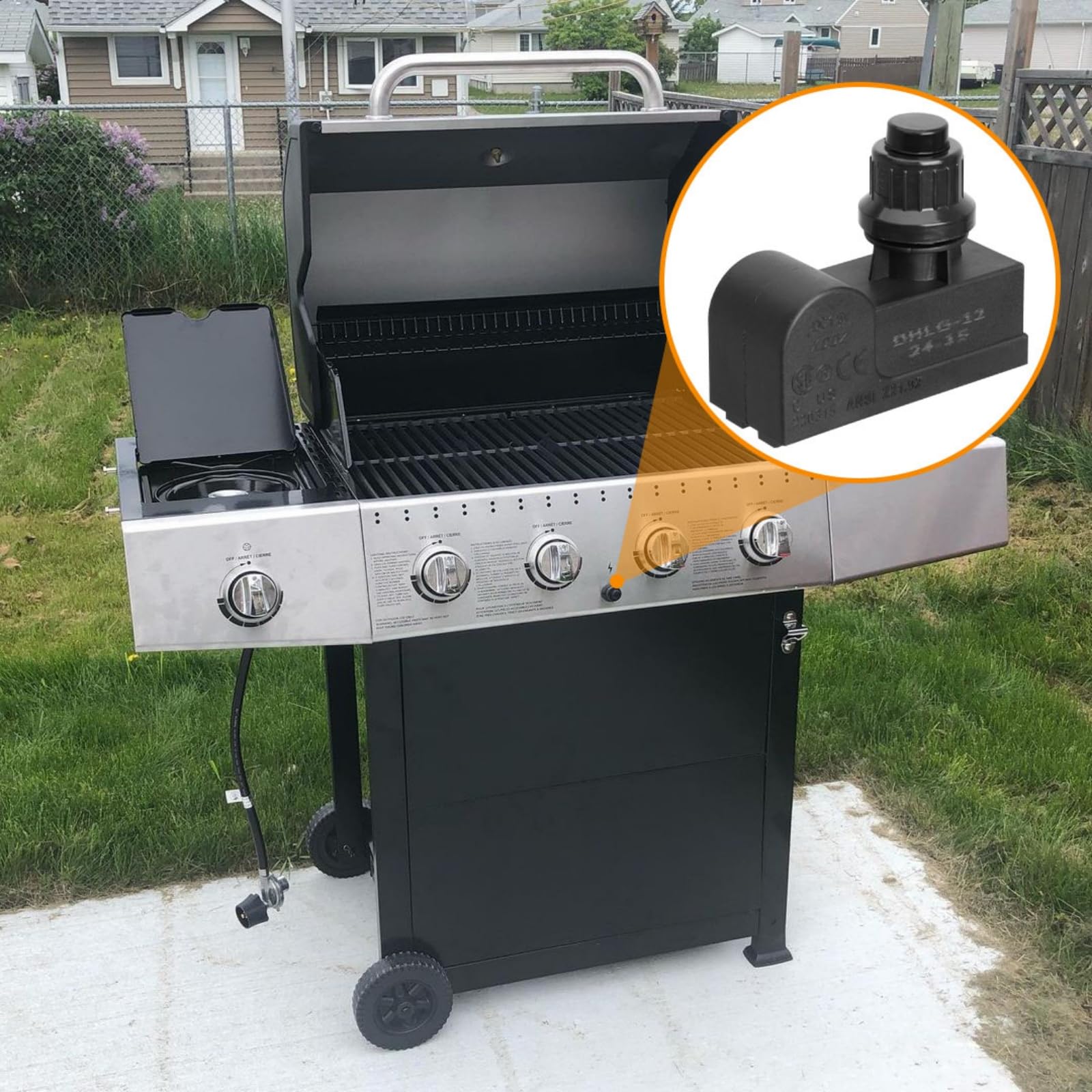 DHLG-12 Grill Igniter Kit for Charbroil, Kenmore, Broil-Mate, Broil King, Nexgrill Grill Igniter Replacement Parts Universal 2 Outlet AAA Battery Push Button Gas Grill Igniter Replacement for Jenn Air