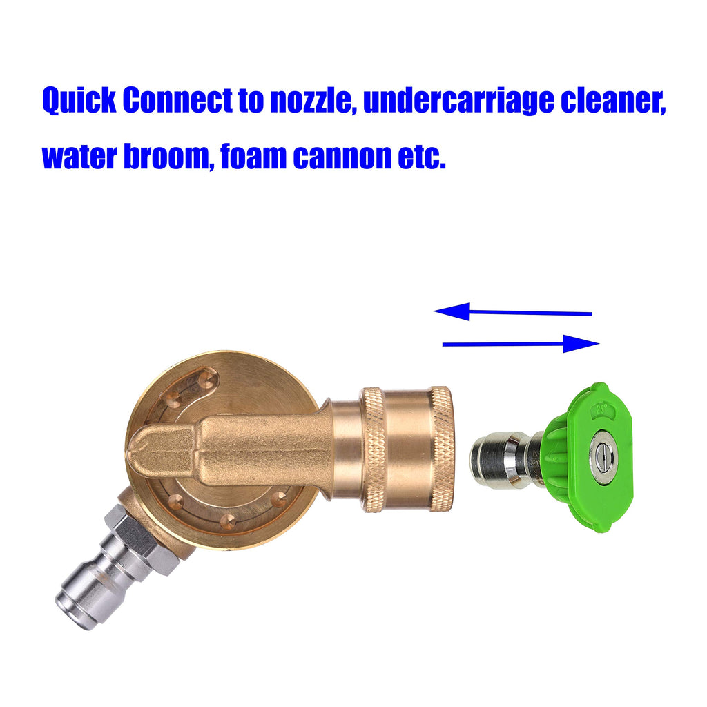 M MINGLE Gutter Cleaner Attachment, Pivoting Coupler for Pressure Washer Nozzle, 240 Degree Rotation, 1/4 Inch Quick Connect, 4500 PSI