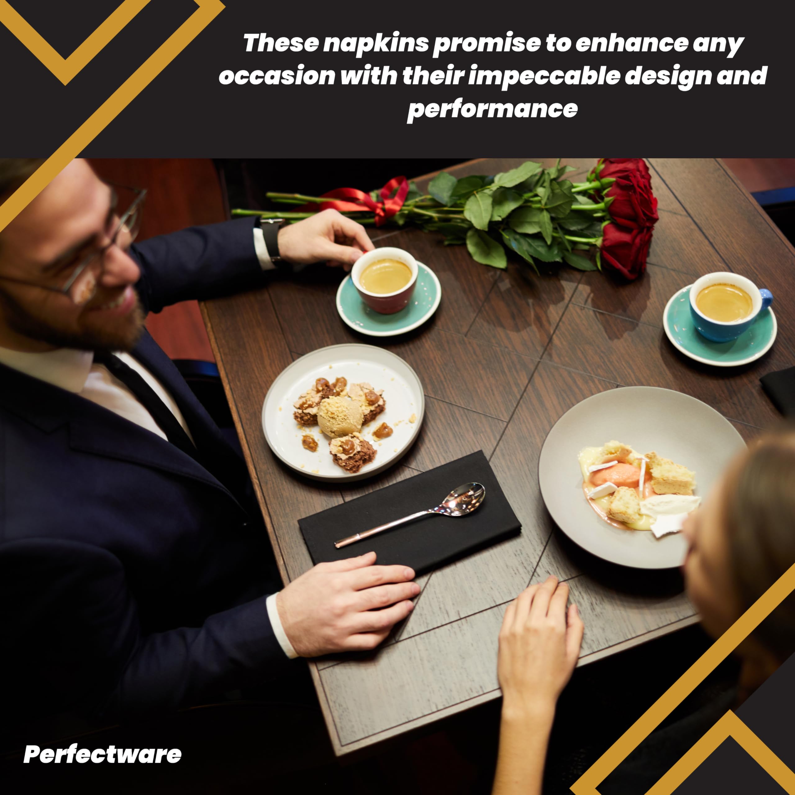 Perfectware 2-Ply Black Beverage Napkins, Pack of 300ct
