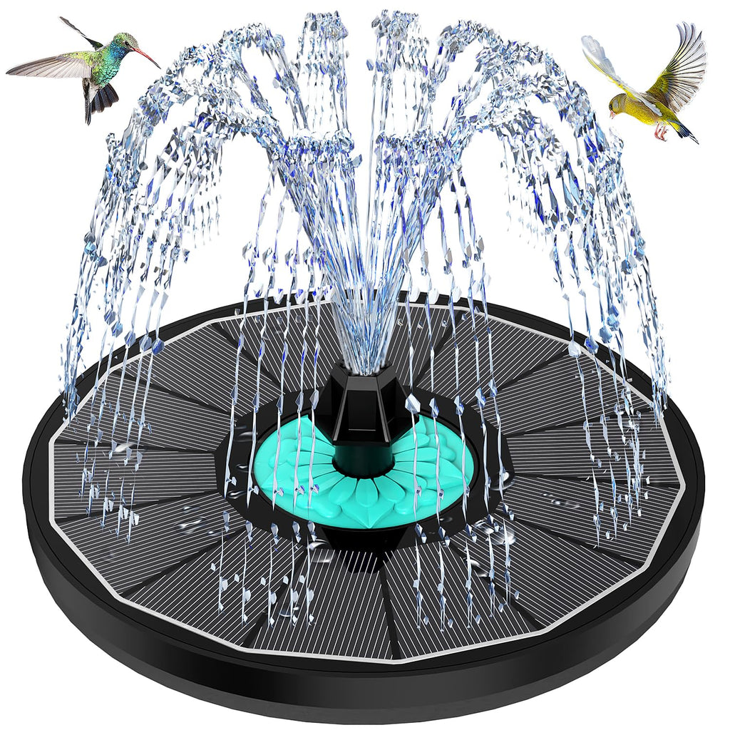 GAIZERL Solar Fountain Cyan Flower, Upgrade 3.5W Solar Bird Bath Fountains, Solar Powered Water Fountain with 7 Nozzles, 4 Fixed Pipes for Hummingbirds, Bird Bath, Garden, Pool, and Pond