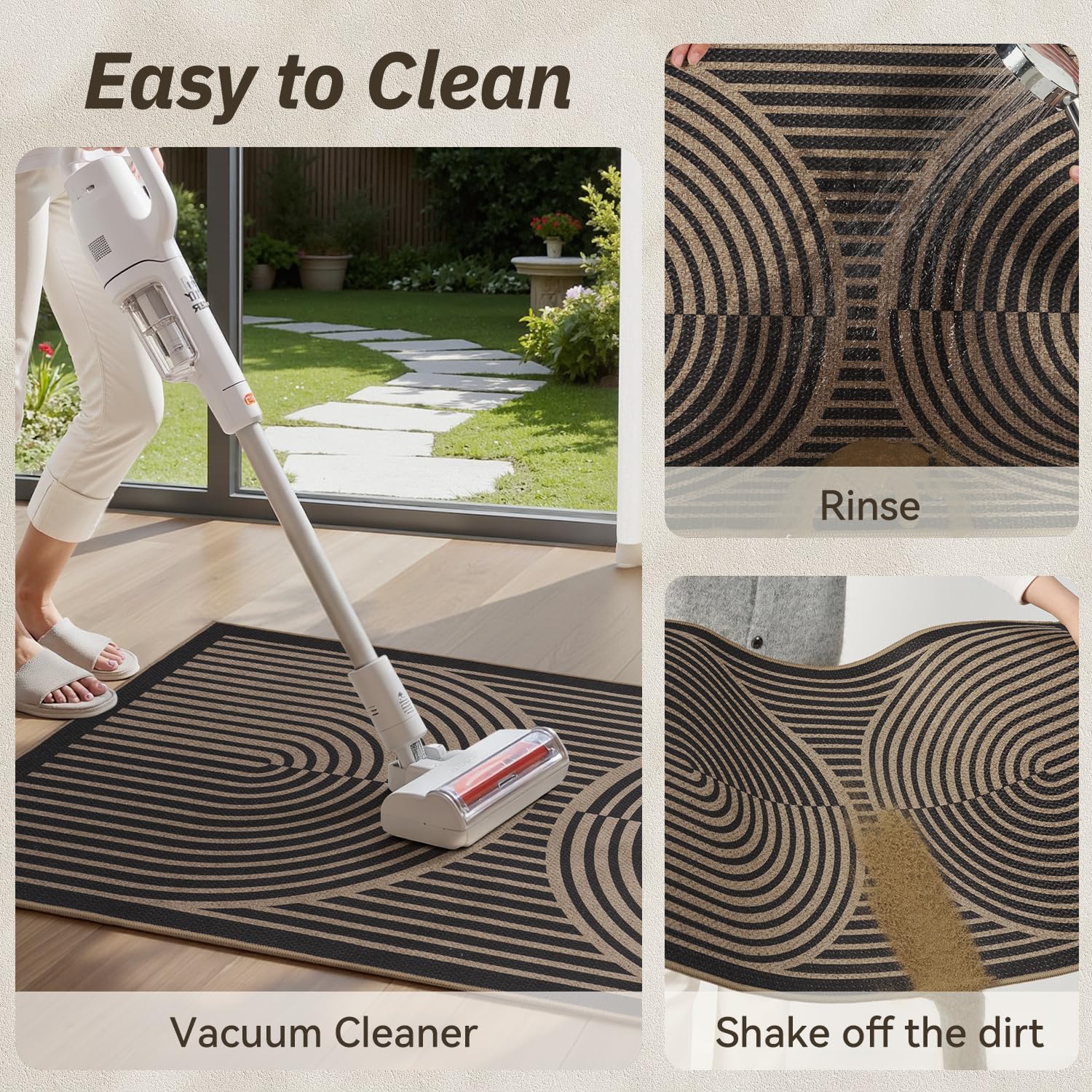 Front Door Mat Indoor Outdoor Mat for Entrance Mat Easy-Jute Entryway Mat-Mud Trapper Absorbent Low-Profile Fall Door Mats Entry Rug Arched Black 43x75cm