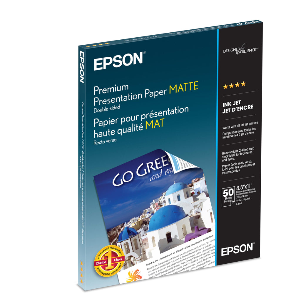 Epson S041568 Premium Presentation Paper Matte Double Sided, Letter Size, 50 sheets Ink