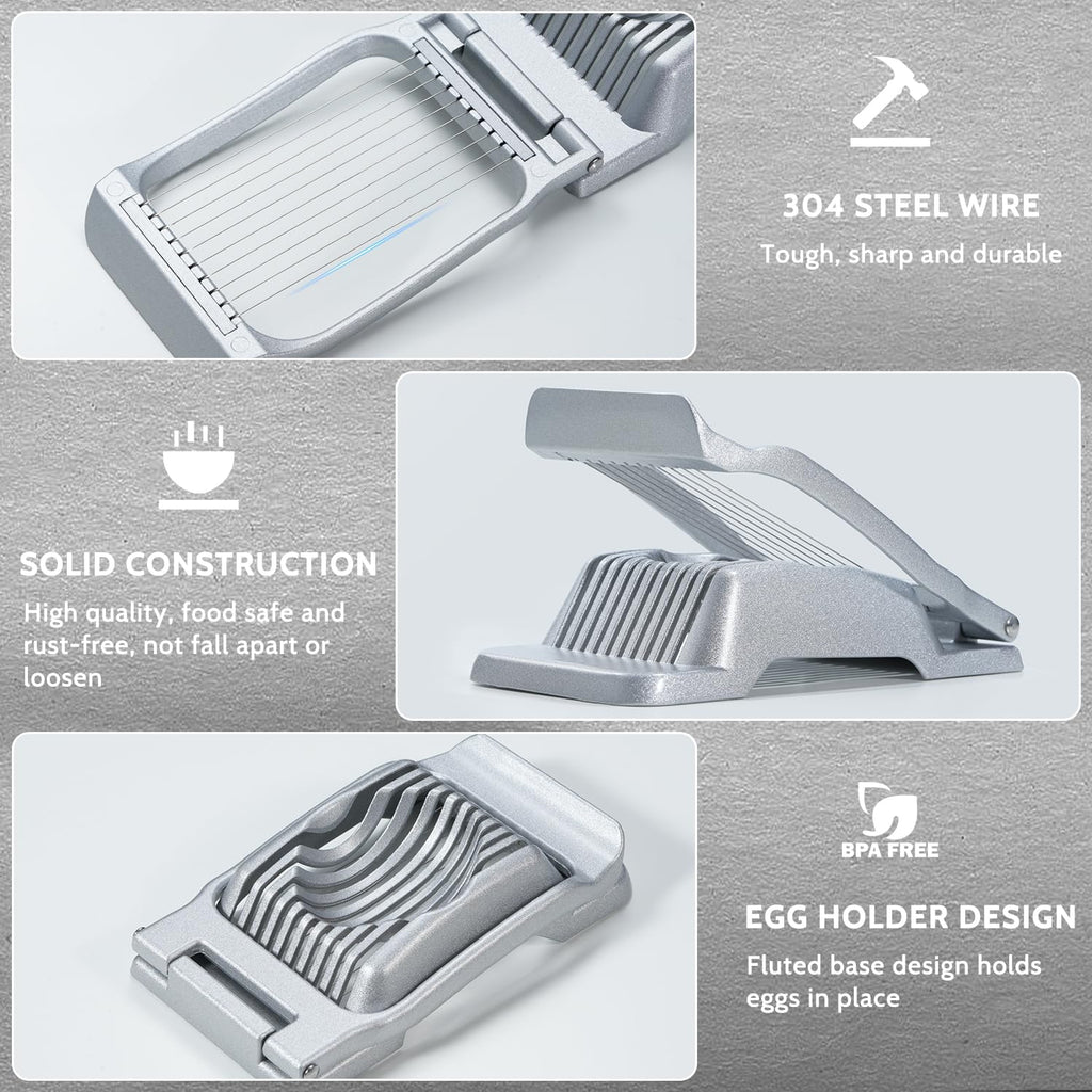 Heavy Duty Stainless Steel Wire Egg Slicer for Hard Boiled Eggs & Strawberry Other Soft Food