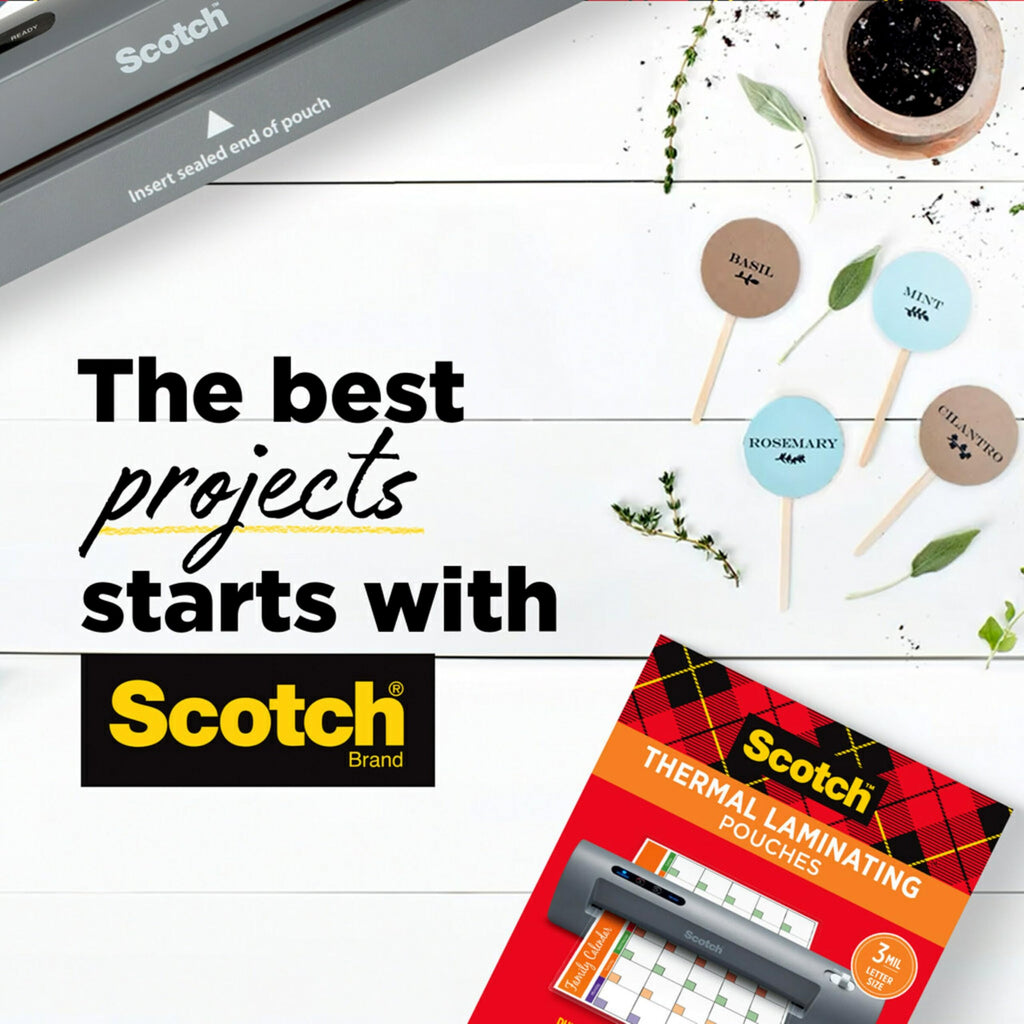 Scotch Thermal Laminating Sheets, 9 in x 11.5 in, 3-Mil Thick, 50 Laminating Pouches
