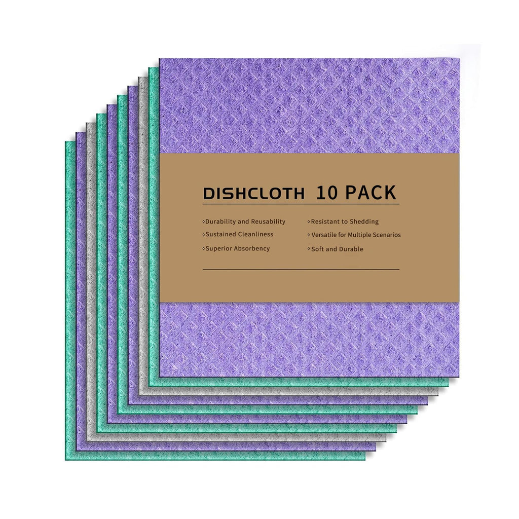 Colorful Wood Fiber Cleaning Cloths, 7x8 Inches, 10-Pack, Eco-Friendly & Reusable, Super Absorbent & Lint-Free, Ideal for Kitchen, Car, Glass, and Household Cleaning