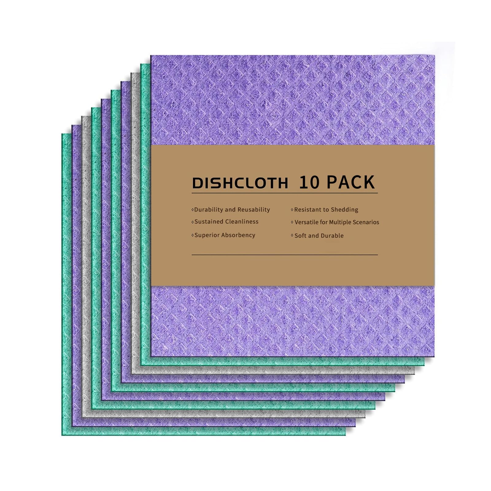 Colorful Wood Fiber Cleaning Cloths, 7x8 Inches, 10-Pack, Eco-Friendly & Reusable, Super Absorbent & Lint-Free, Ideal for Kitchen, Car, Glass, and Household Cleaning