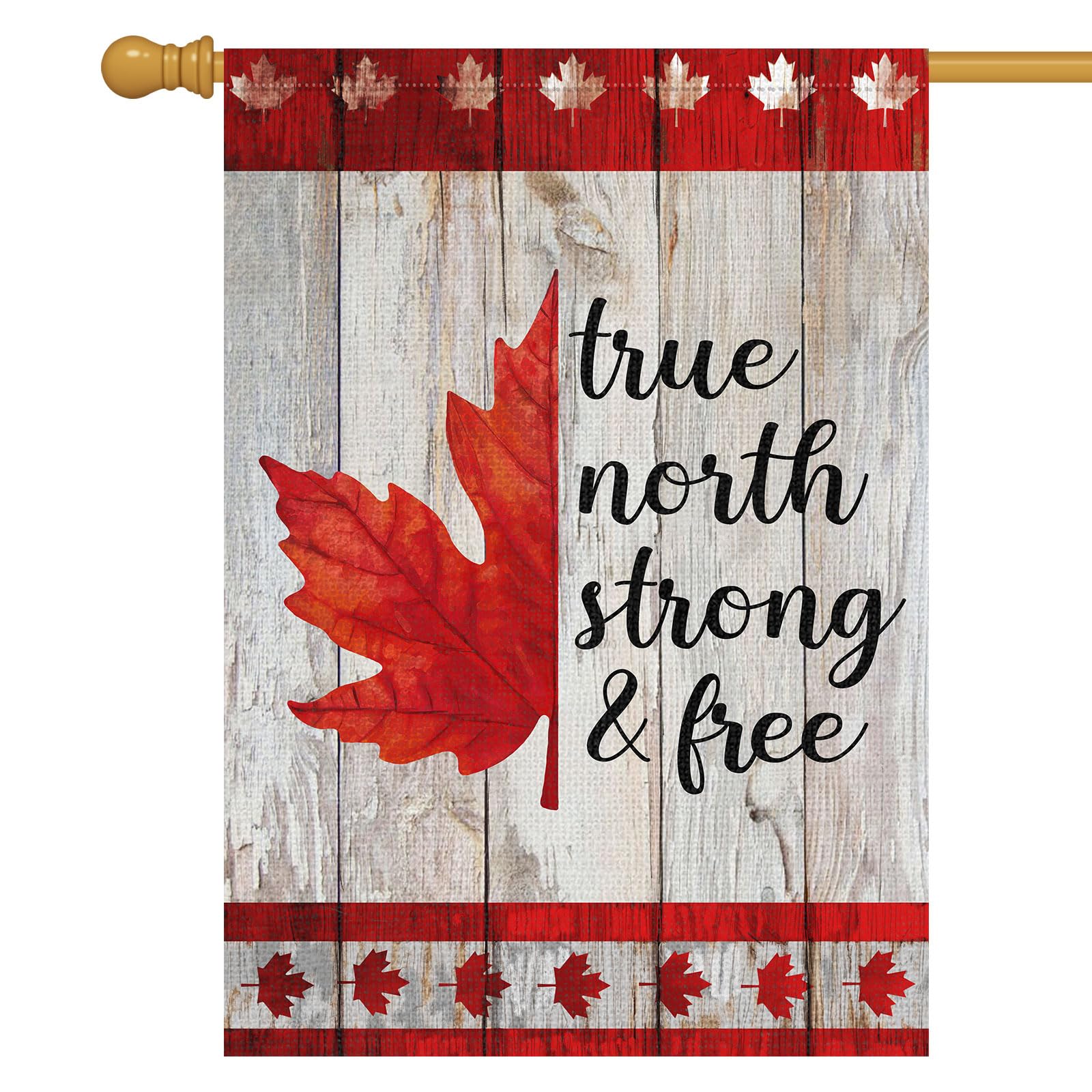 Louise Maelys Canada Day Garden Flags Maple Leaf True North Strong Free Flag 28 x 40 Inch Double Sided Burlap Flags 1st July Patriotic Canada Outdoor Decorations(Only Flags)