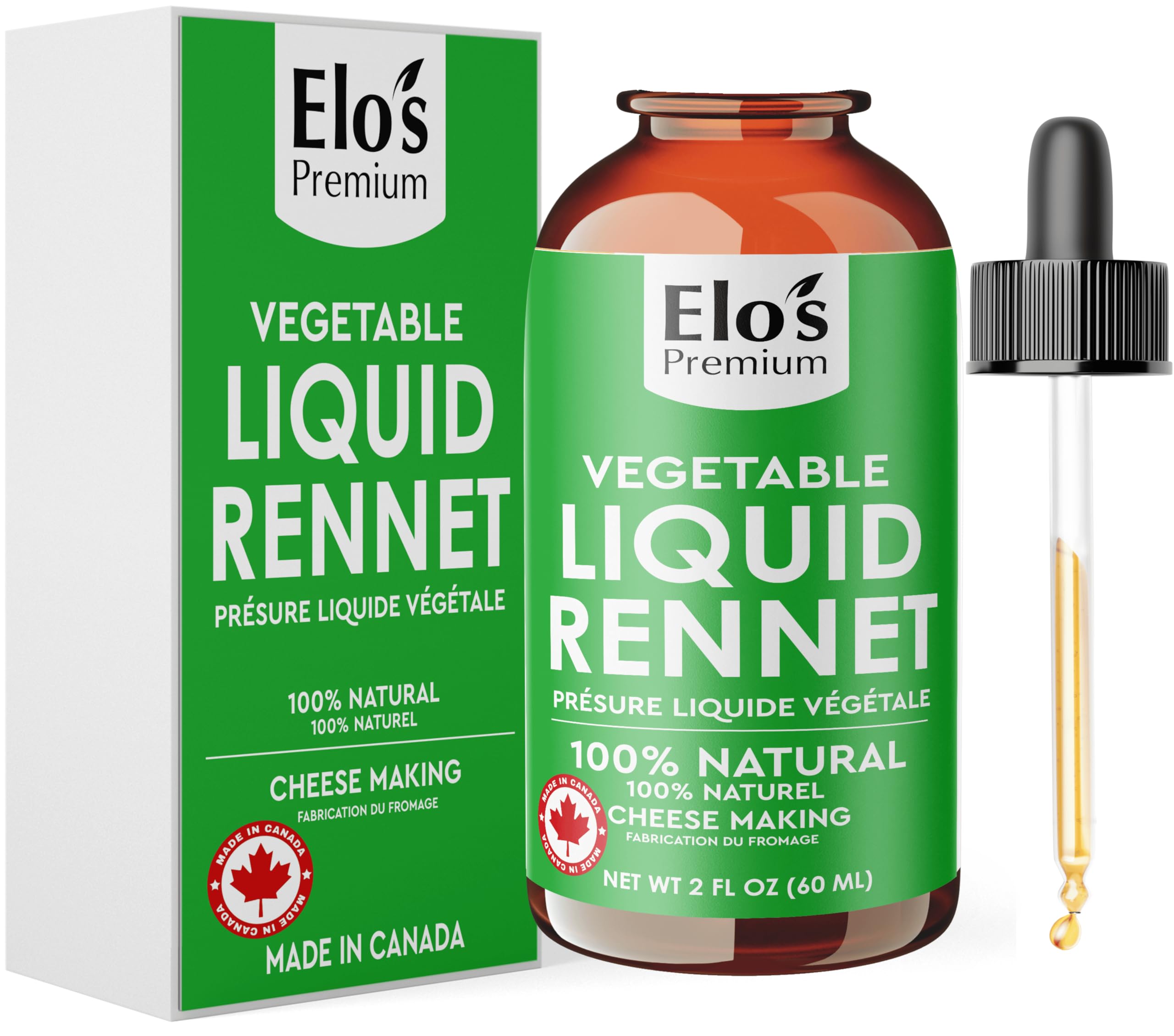 Vegetable Liquid Rennet 2 fl oz – 100% Natural and Non-GMO Coagulant for Cheese Making and Culinary Use BY ELO’S PREMIUM