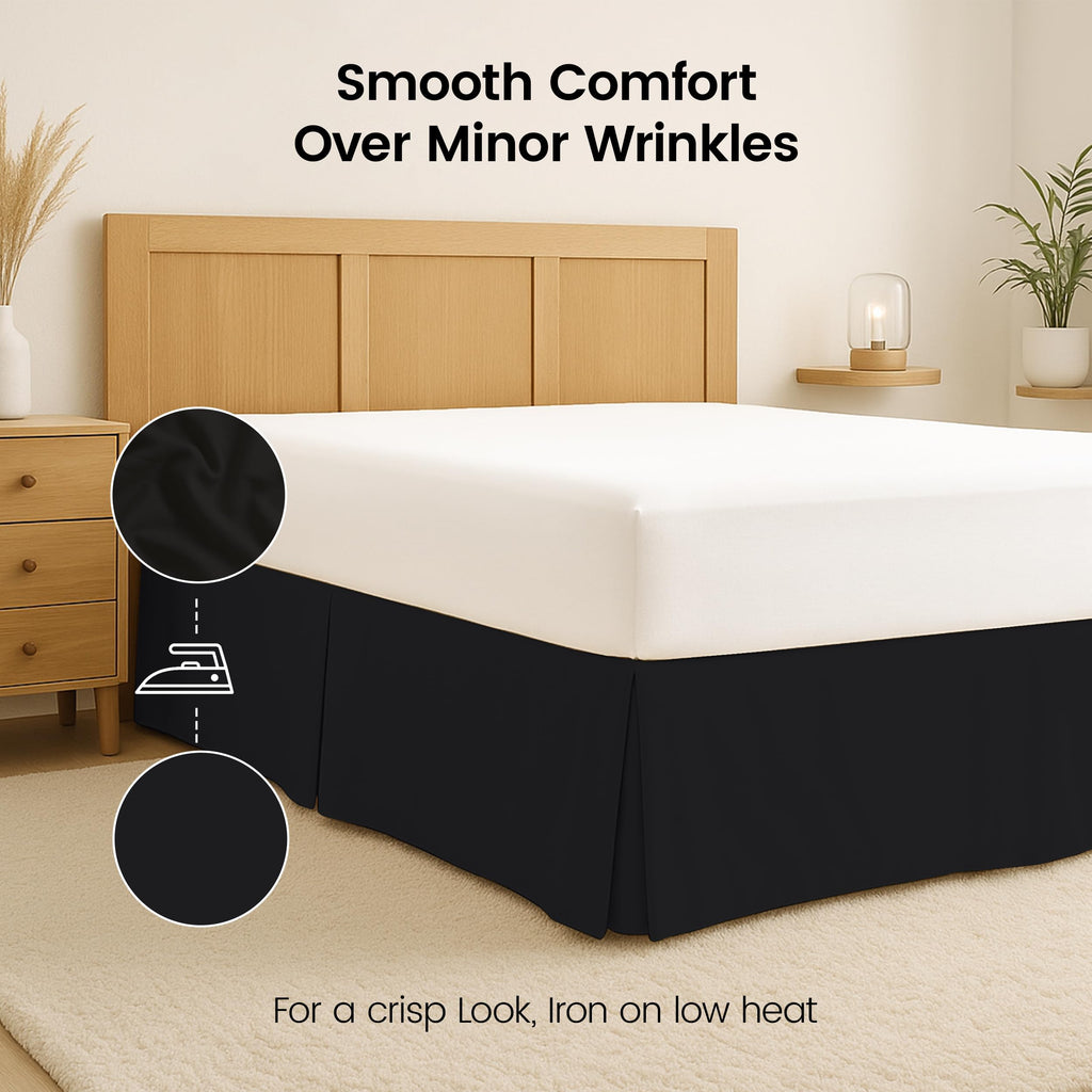 Utopia Bedding Queen Bed Skirt - Soft Quadruple Pleated Ruffle - Easy Fit with 16 Inch Tailored Drop - Hotel Quality, Shrinkage and Fade Resistant (Queen, Black)
