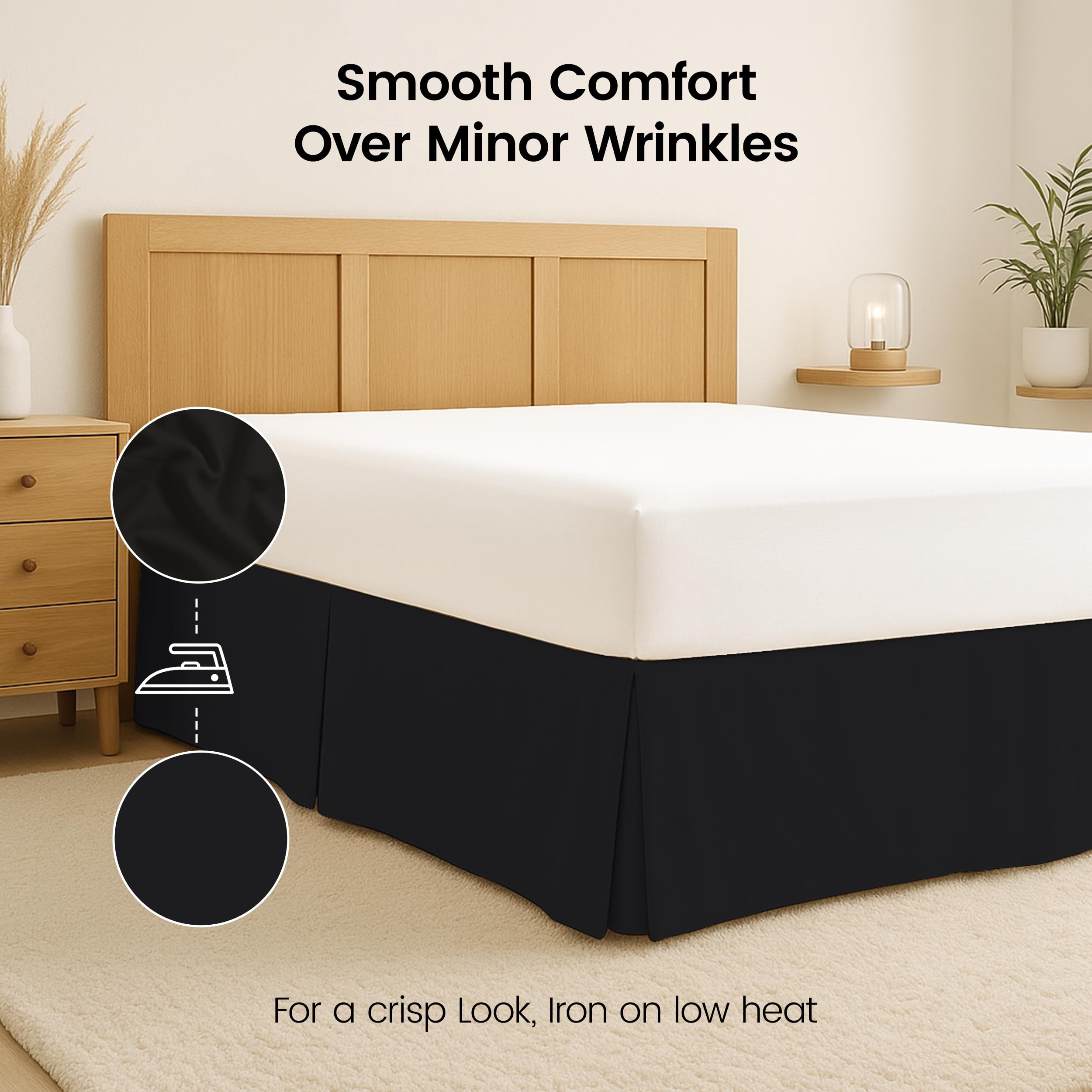 Utopia Bedding Queen Bed Skirt - Soft Quadruple Pleated Ruffle - Easy Fit with 16 Inch Tailored Drop - Hotel Quality, Shrinkage and Fade Resistant (Queen, Black)