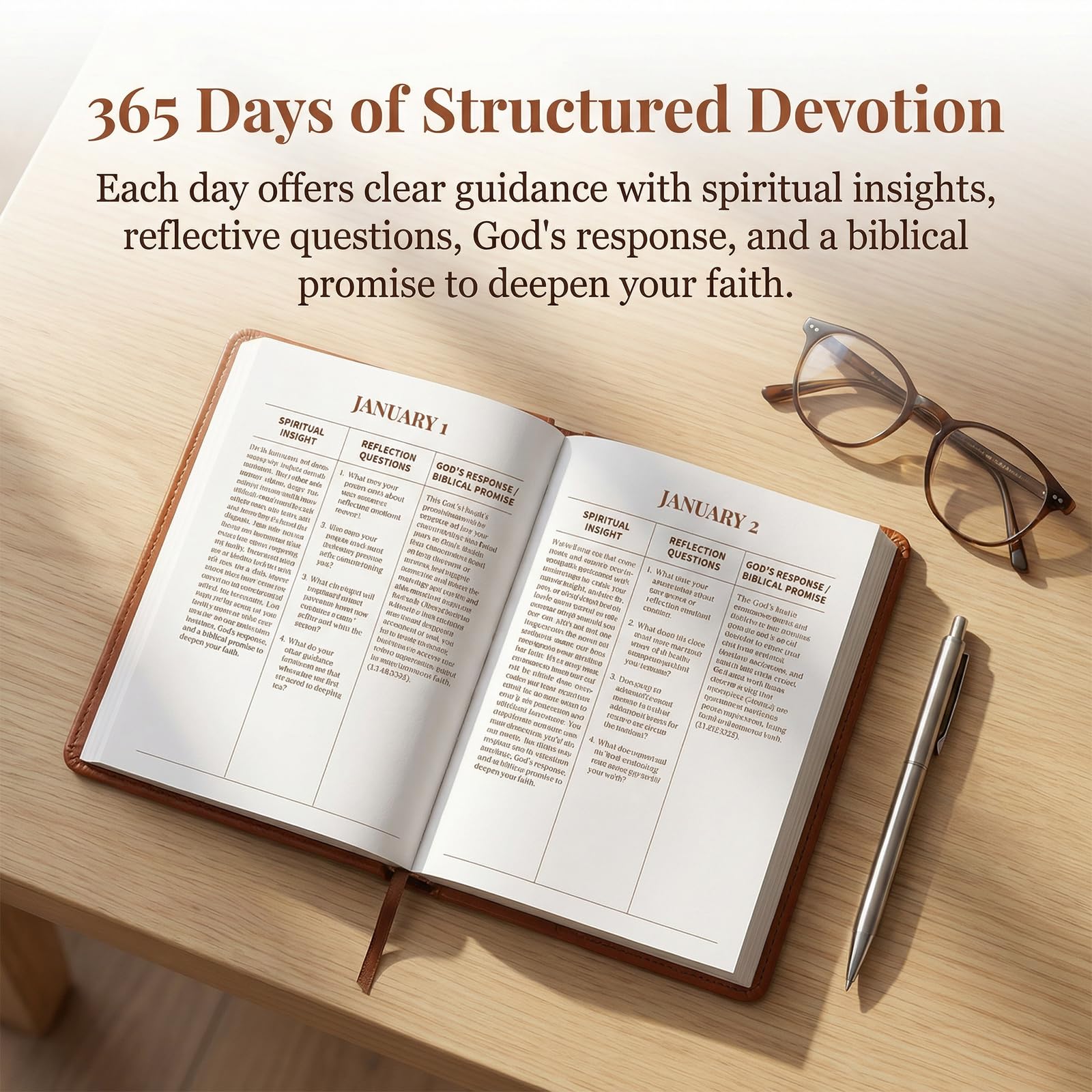 One Minute with God for Men 2026 Daily Devotional: 365 Days Prayer & Bible Tracking Diary,Daily Journal for Spiritual Growth,Brown Leather Appointment Book Planner