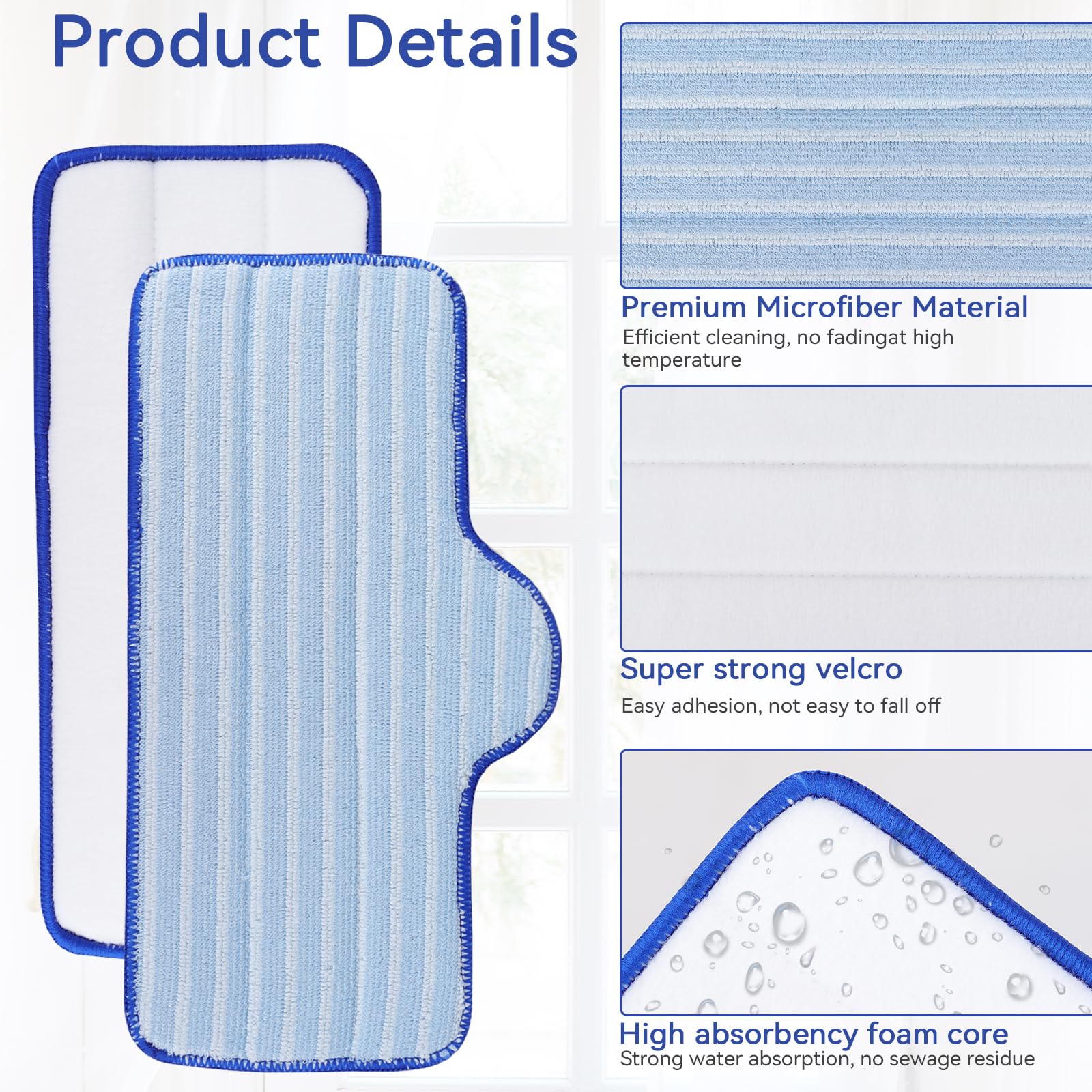 Steam Mop Pads Compatible with Dupray Steam Cleaner and Schenley Steam Mop Cleaner - Washable and Reusable Microfiber Replacement Mop Head（5 Pack)