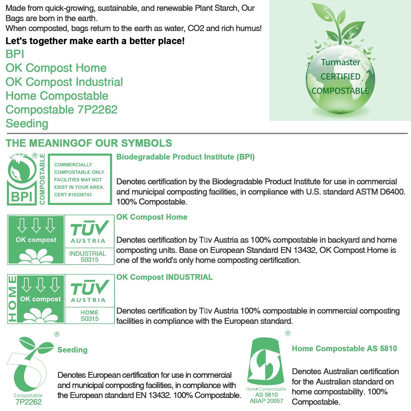 100% Certified Compostable Grocery Bags Biodegradable T-Shirt Bags Recyclable Thank You Shopping Bags Eco Friendly takeout Reusable Bags, Great for On The Go, Farmers Markets,100 Count