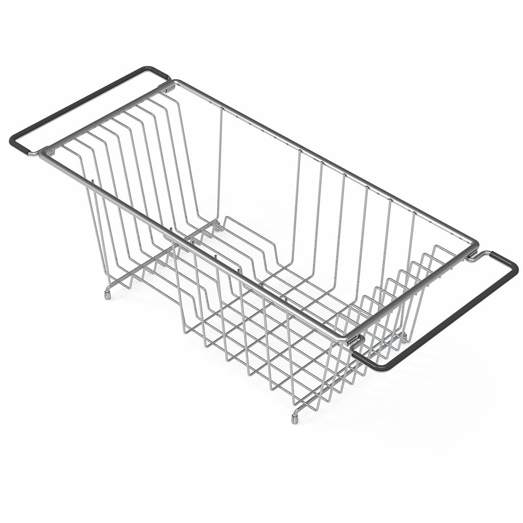 Simple Houseware Over Sink Dish Rack and Drainer, Countertop Drying Organizer for Kitchen, Chrome