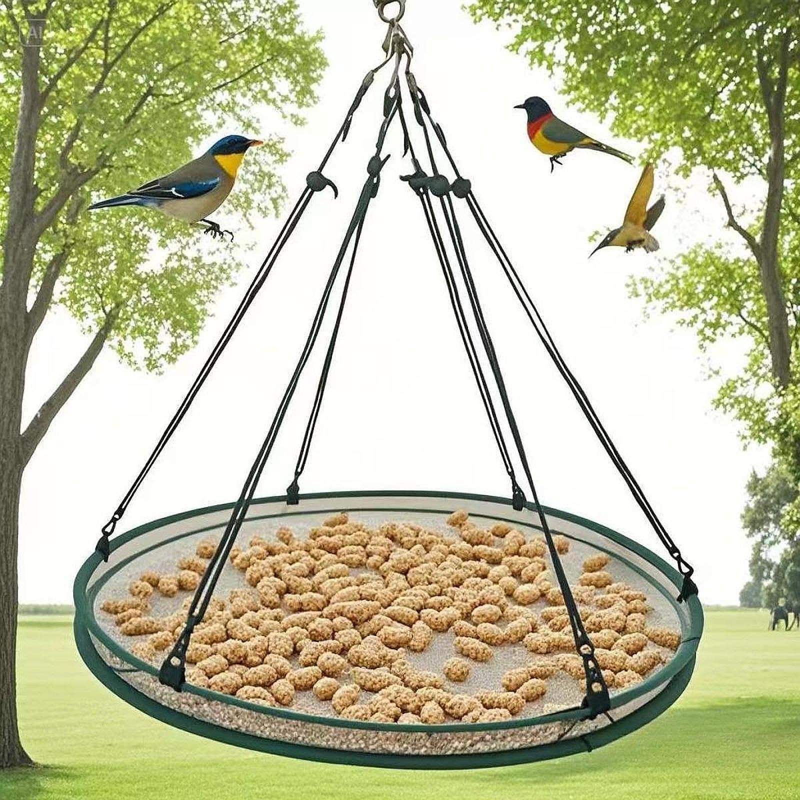 Bird Seed Catcher Tray Seed Hoop Hanging Hoop Garden Accessories for Bee Feeder Birds Lover Gardener Farmer,Seed Tray Platform, Outdoor Garden Accessories, Diameter 61cm