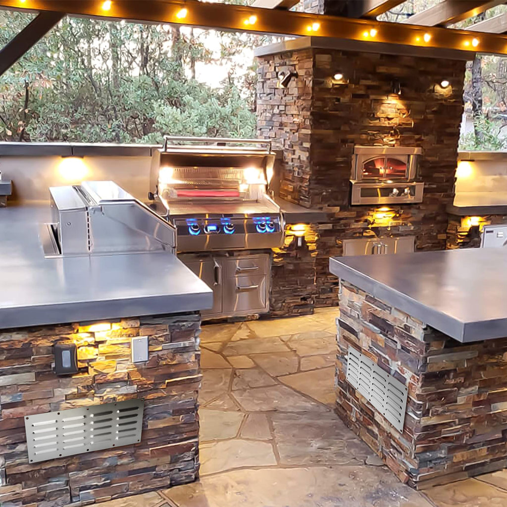 Stanbroil Stainless Steel Venting Panel for Masonry Fire Pits and Outdoor Kitchens, 15" by 6-1/2"