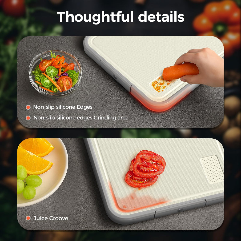 Sumzzz Stainless Steel Cutting Board for Kitchen, 2-in-1 Double-Sided Chopping Board, Dishwasher Safe, Food Grade Stainless Steel/PP, Easy to Clean, Large Size, Non-Slip, 16”×11”