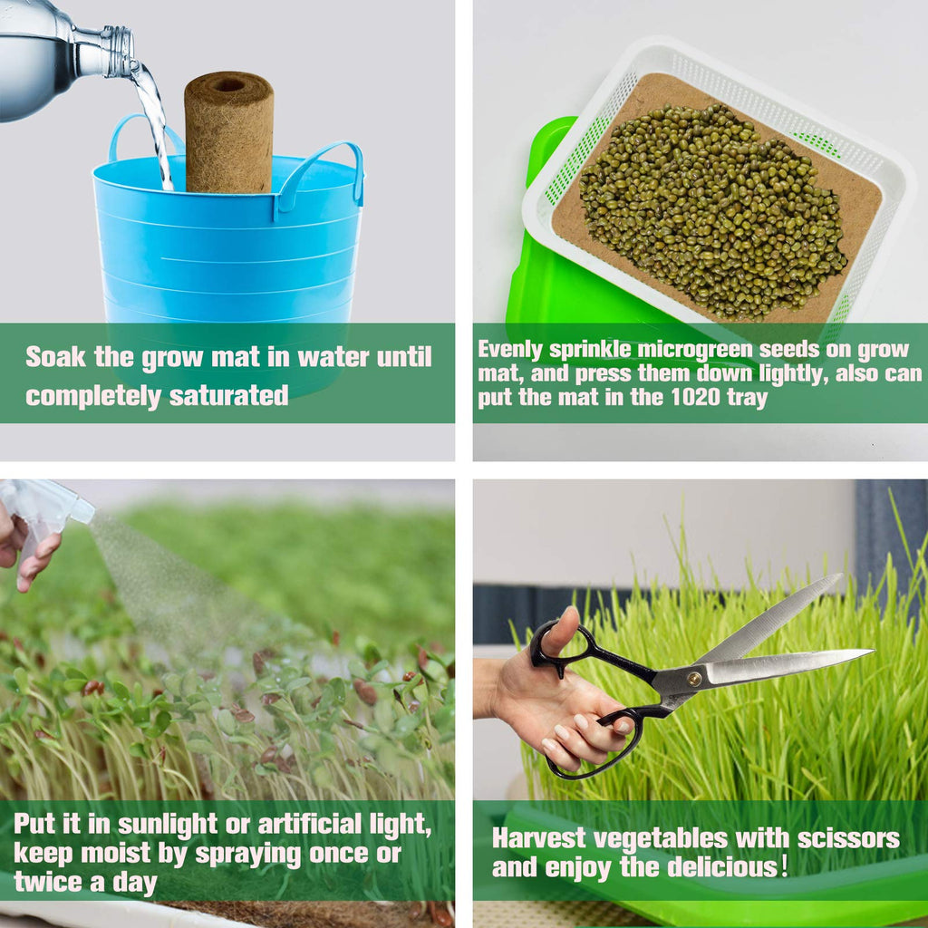 Halatool 10PCS Jute Plant Hemp Fiber Grow Mat for Microgreens 10" X 20" Hydroponic Grow Pads Sprouting Kit for 1020 Growing Trays Indoor Wheatgrass Sprouts Organic Production