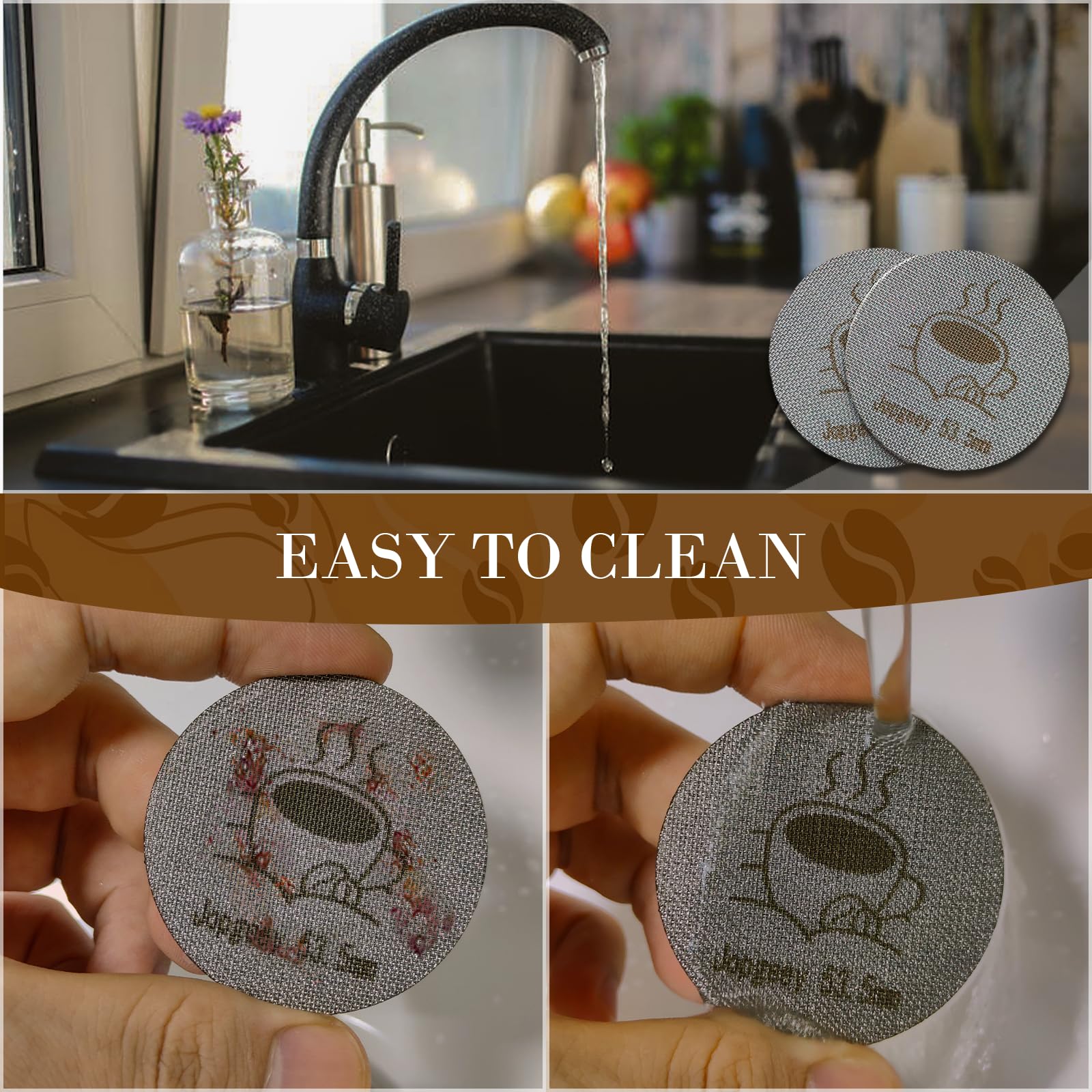 2 Packs 53.5mm Espresso Puck Screen with Stand, Reusable Coffee Filters Compatible with Breville Barista 54mm Portafilter Basket, 1.7mm Thickness 150μm 316 Stainless Steel Espresso Machine Accessories