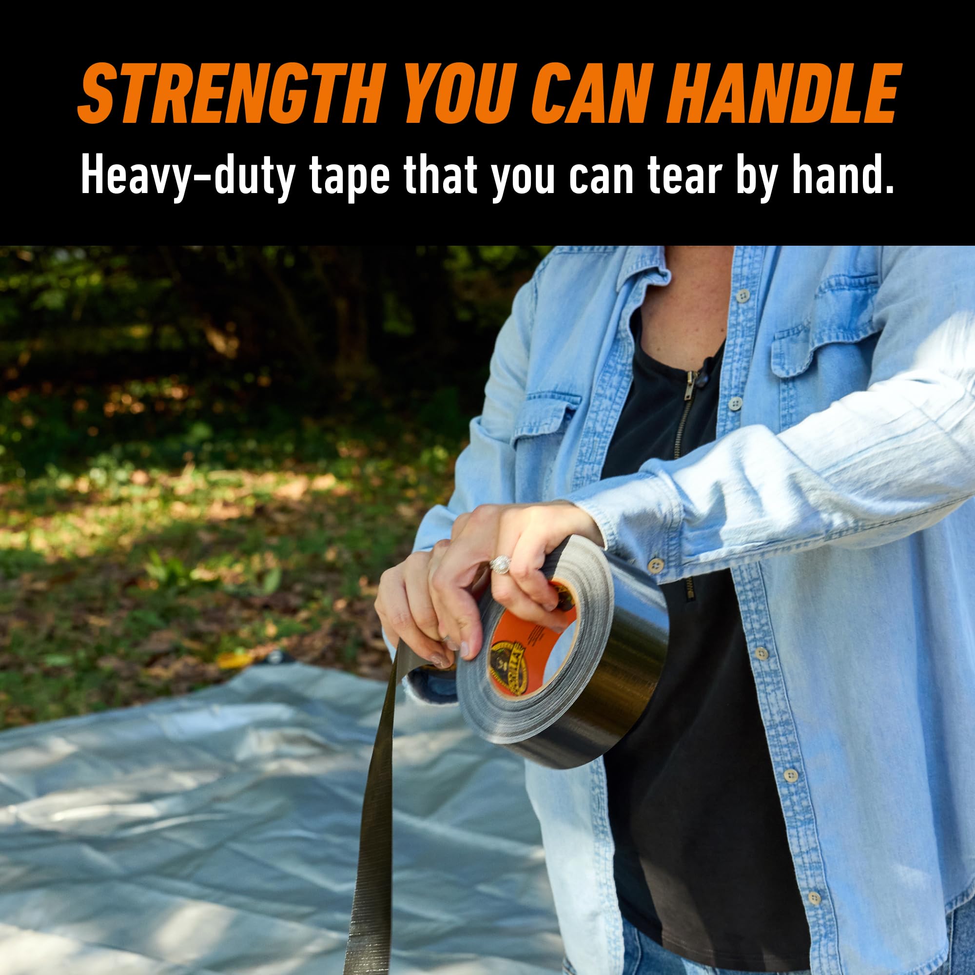 Gorilla Tape, Duct, Utility, Triple Layer Strength, Indoor & Outdoor, Weather Resistant Shell, 1.88 in x 10 yd, Black, (Pack of 2)