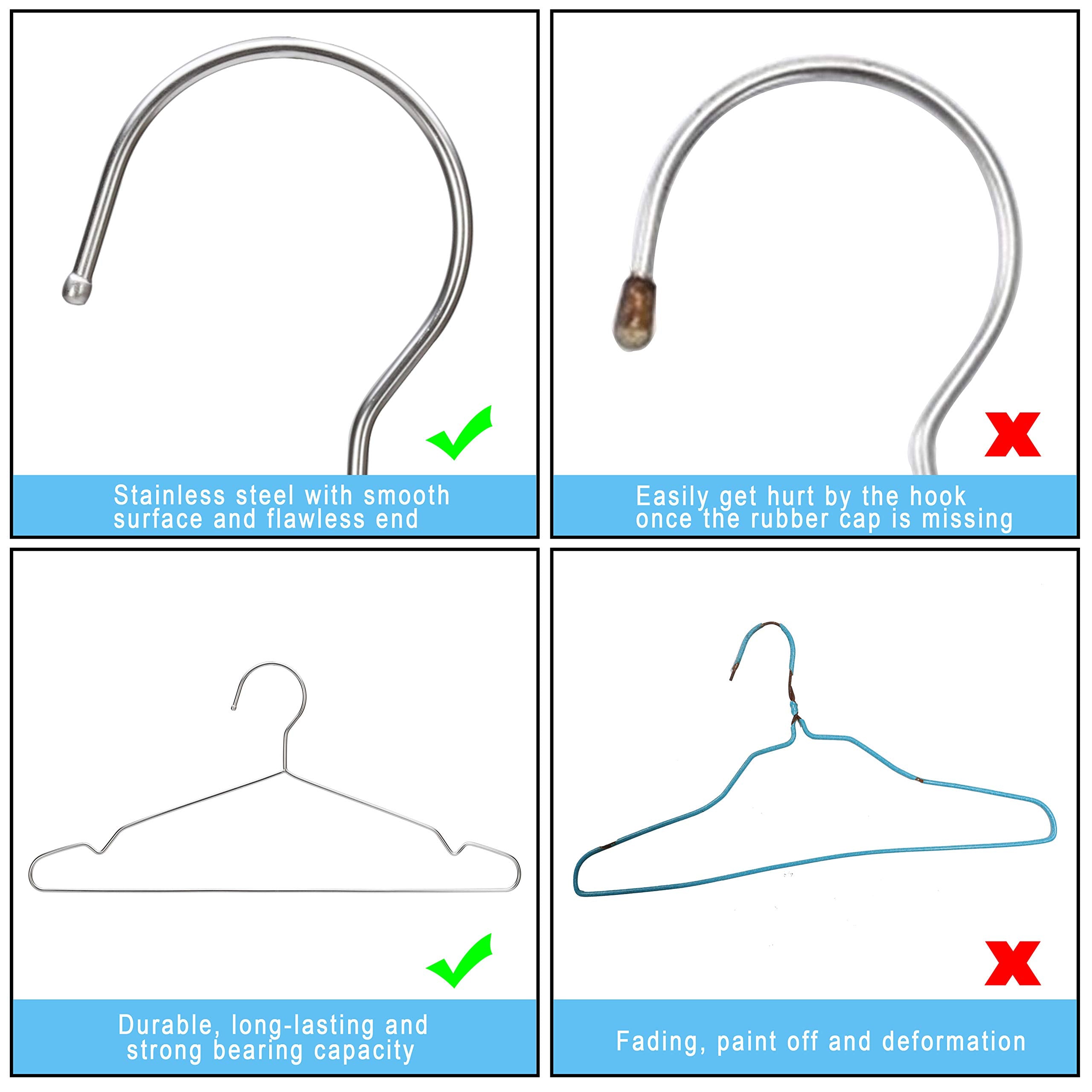 Coat Hangers Clothes 40 Pack Seropy Wire Hangers Heavy Duty Stainless Steel Hangers with Non Slip Grooves, Ultra Thin Metal Hangers Space Saving Clothing Hanger 16.5 Inch