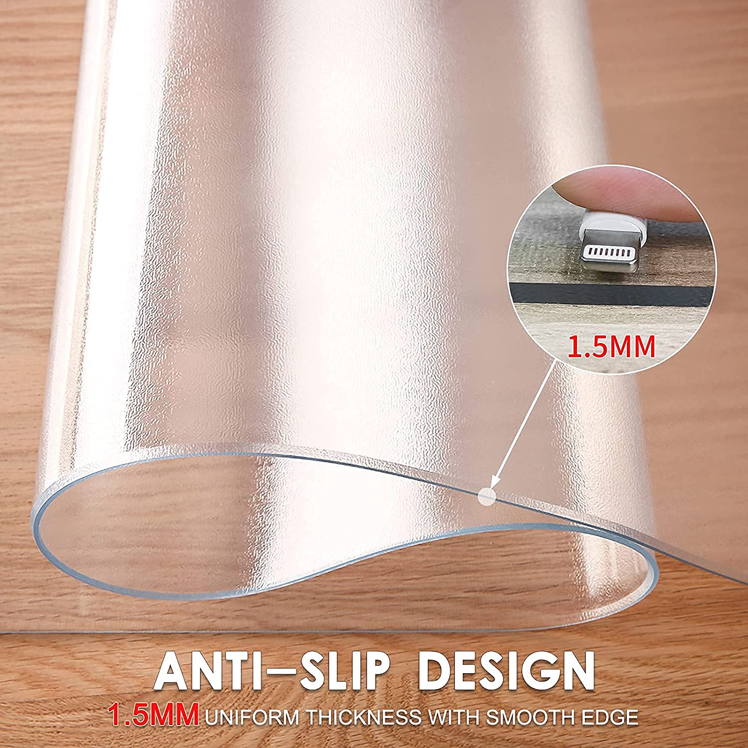Chair Mat Office Chair Mat for Hardwood Floor Anti-Slip Floor Protector for Home Office 59''×47'' Heavy Duty Clear PVC Transparent Mat