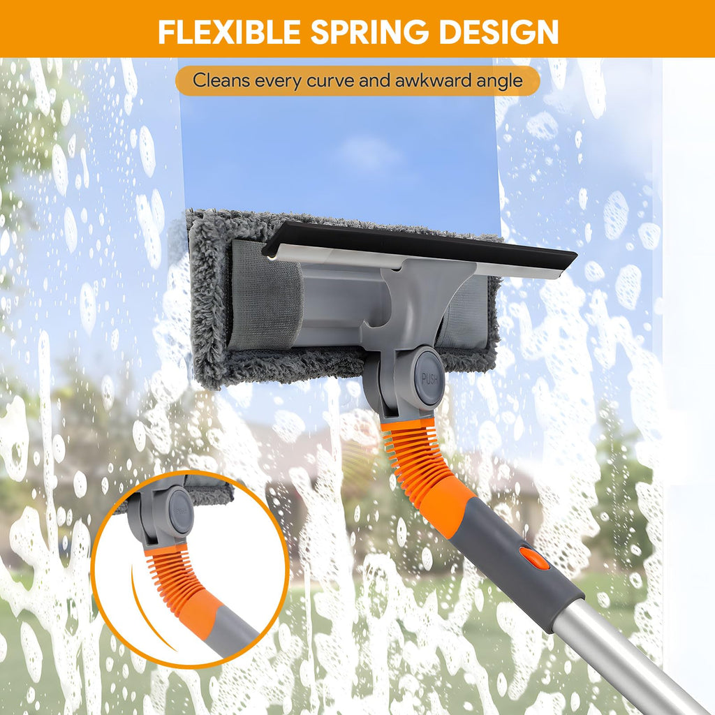 Window Cleaning Tools - Squeegee Window Cleaner - 2-in-1 Multifunctional Shower Squeegee Extendable - Windows Washing Tools for Outdoor Indoor Car