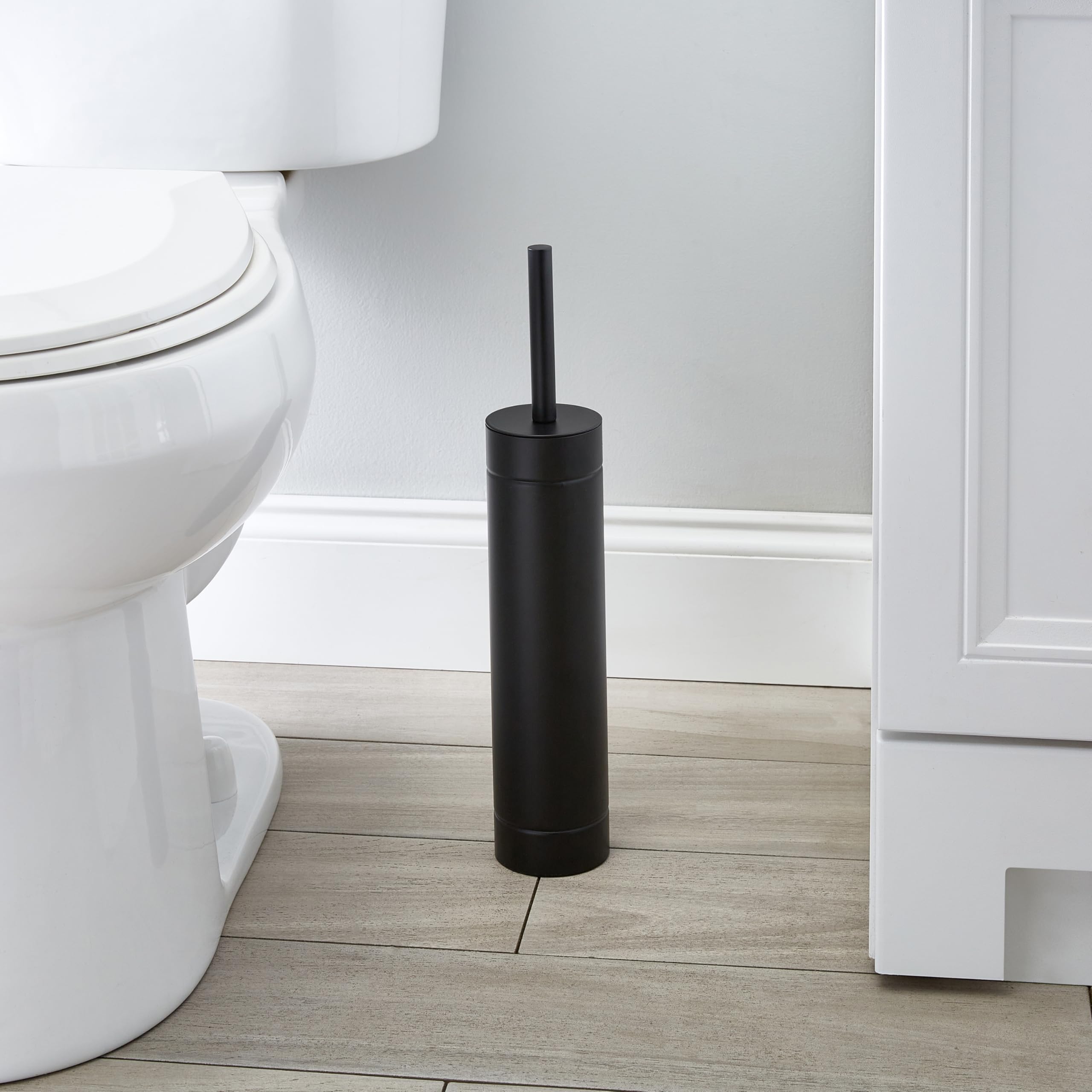 Bath Bliss Slender Toilet Brush with Weighted Base in Black